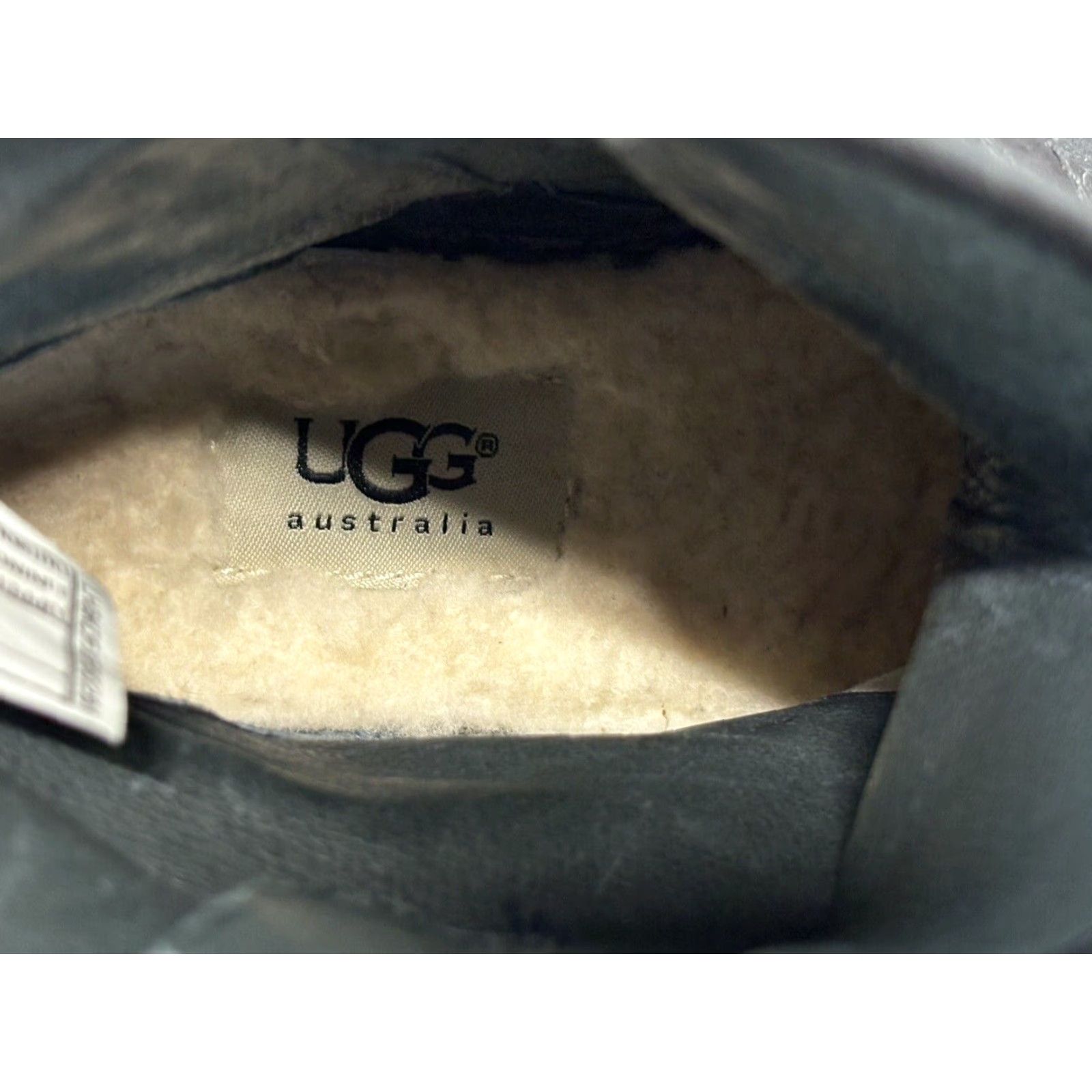 Ugg UGG Boots Women 7.5 Leather Moto Combat Ankle Black Sheepskin Lined Size US 7.5 / IT 37.5 - 6 Thumbnail