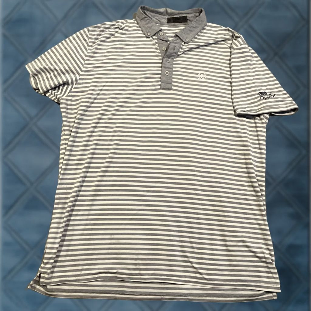 G/FORE G/Fore Polo Shirt Men XL Gray Striped Button-Down Golf Polo Sports Logo Breathable Stretch Short Sleeve Size US XL / EU 56 / 4 - 1 Thumbnail
