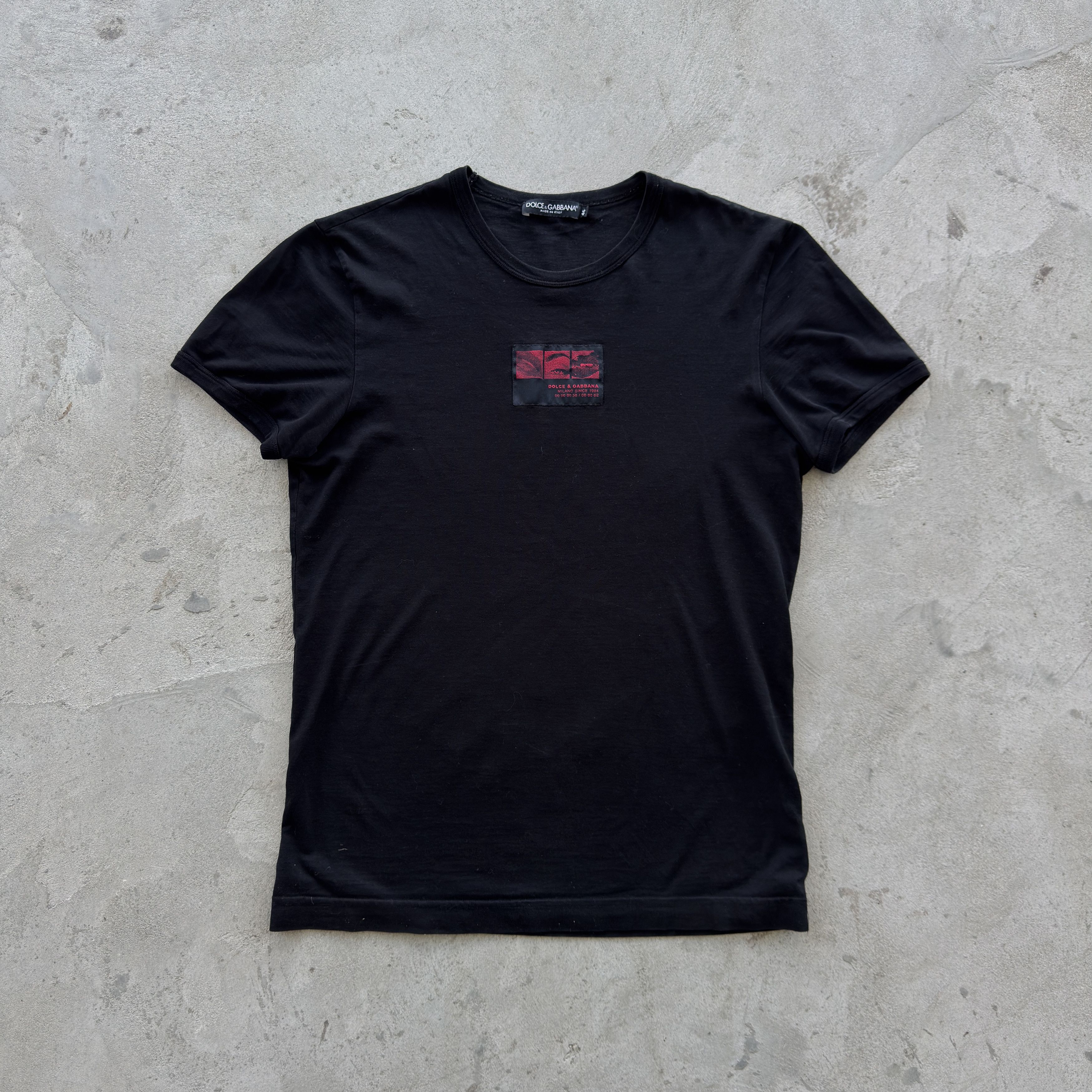 Dolce Gabbana Black Red Box Logo T-Shirt Italy Luxury Tee 46