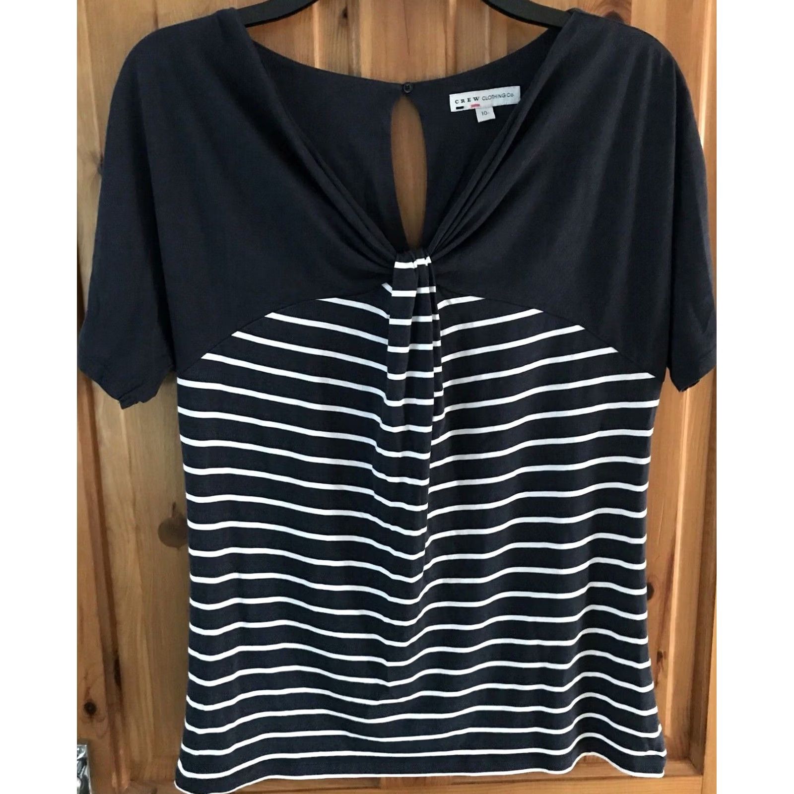 Vintage Crew Clothing Top UK 10 Blue & White Striped Short Sleeve Womens Ladies - Verified Sold Size L / US 10 / IT 46 - 2 Thumbnail