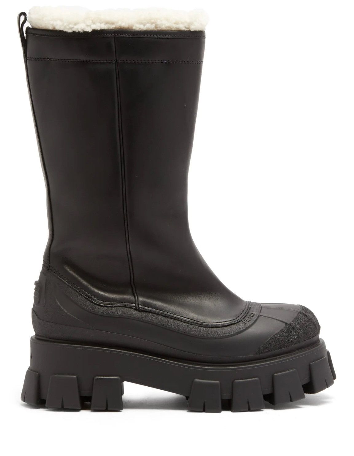 Prada Prada Monolith Boots Chunky-sole Leder Shearling Boots Size US 7 / IT 37 - 1 Thumbnail