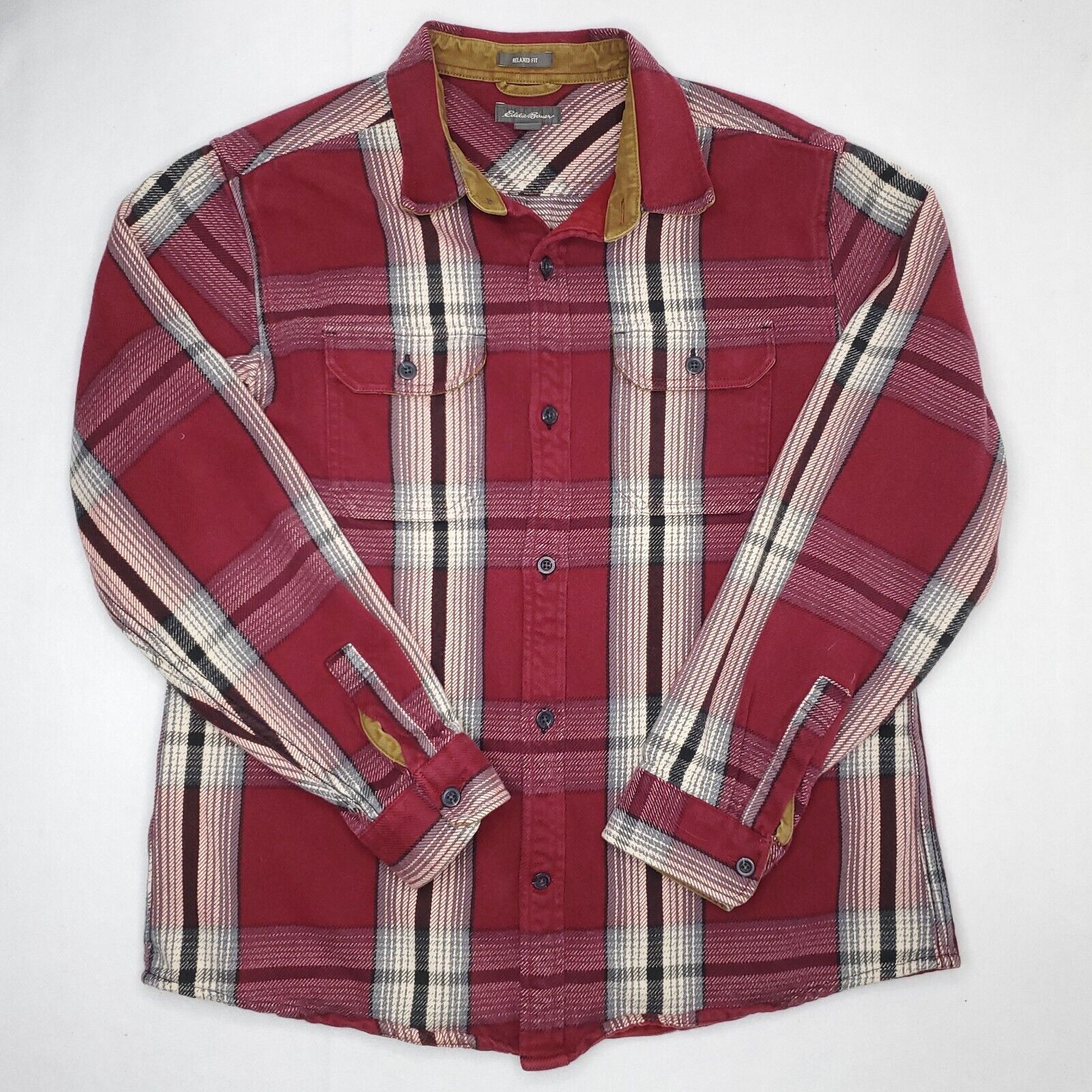 Eddie Bauer Eddie Bauer Flannel Shirt Mens L Relaxed Fit Plaid Thick ...