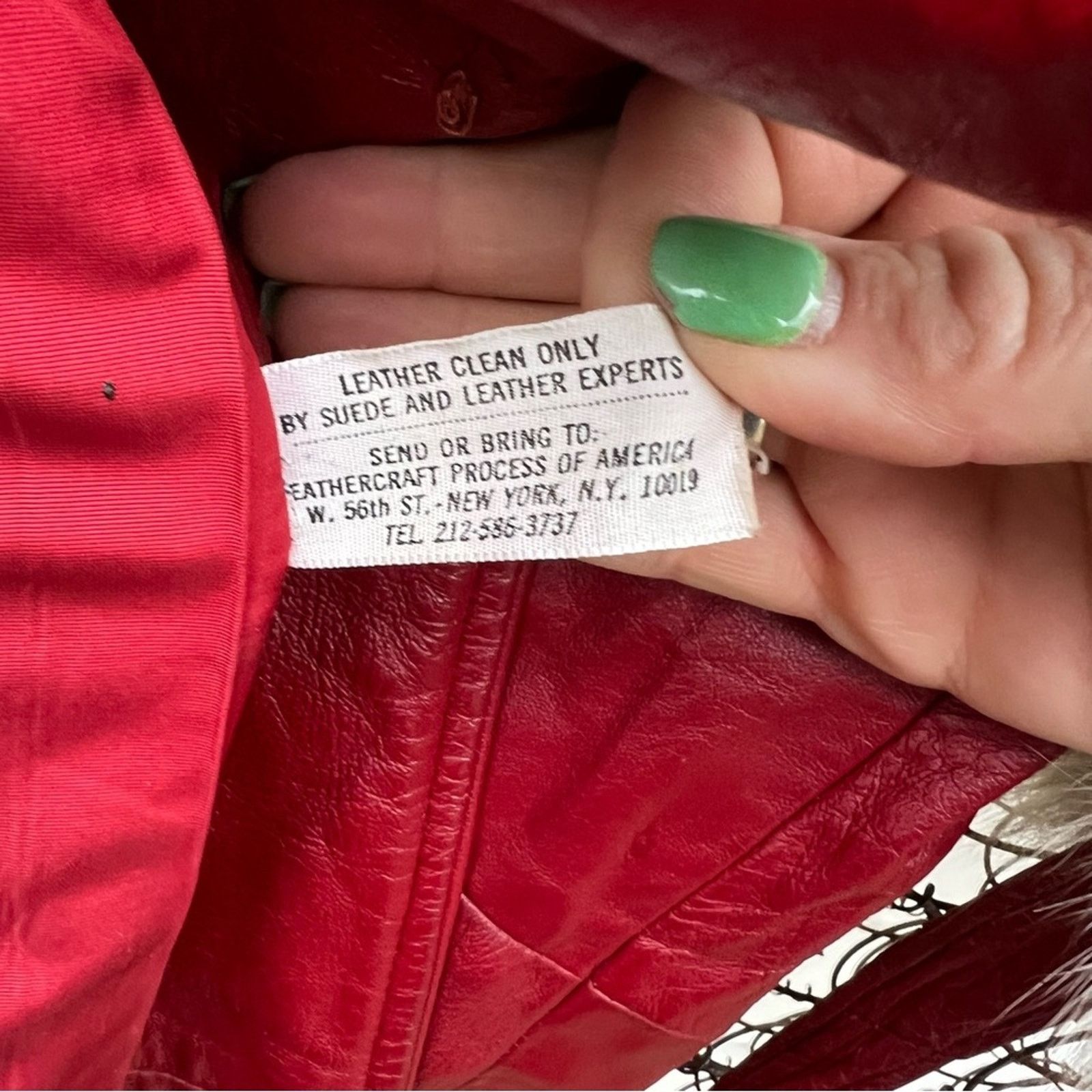 Vintage 60s 70s Red Leather Silver Fox Fur Mrs Claus Trench Coat Size XL / US 12-14 / IT 48-50 - 9 Thumbnail