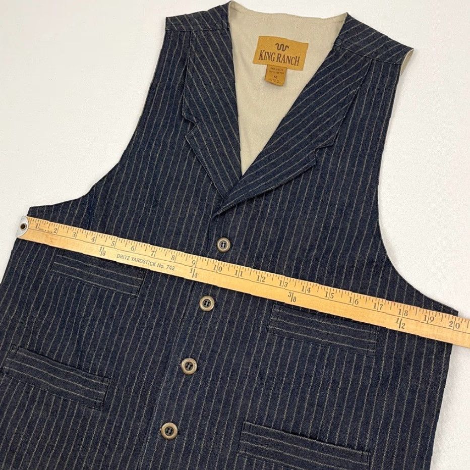 Denime VINTAGE King Ranch Waistcoat Vest Mens M Blue Pinstripe Denim Cowboy Western Frontier Coat Size US M / EU 48-50 / 2 - 5 Thumbnail
