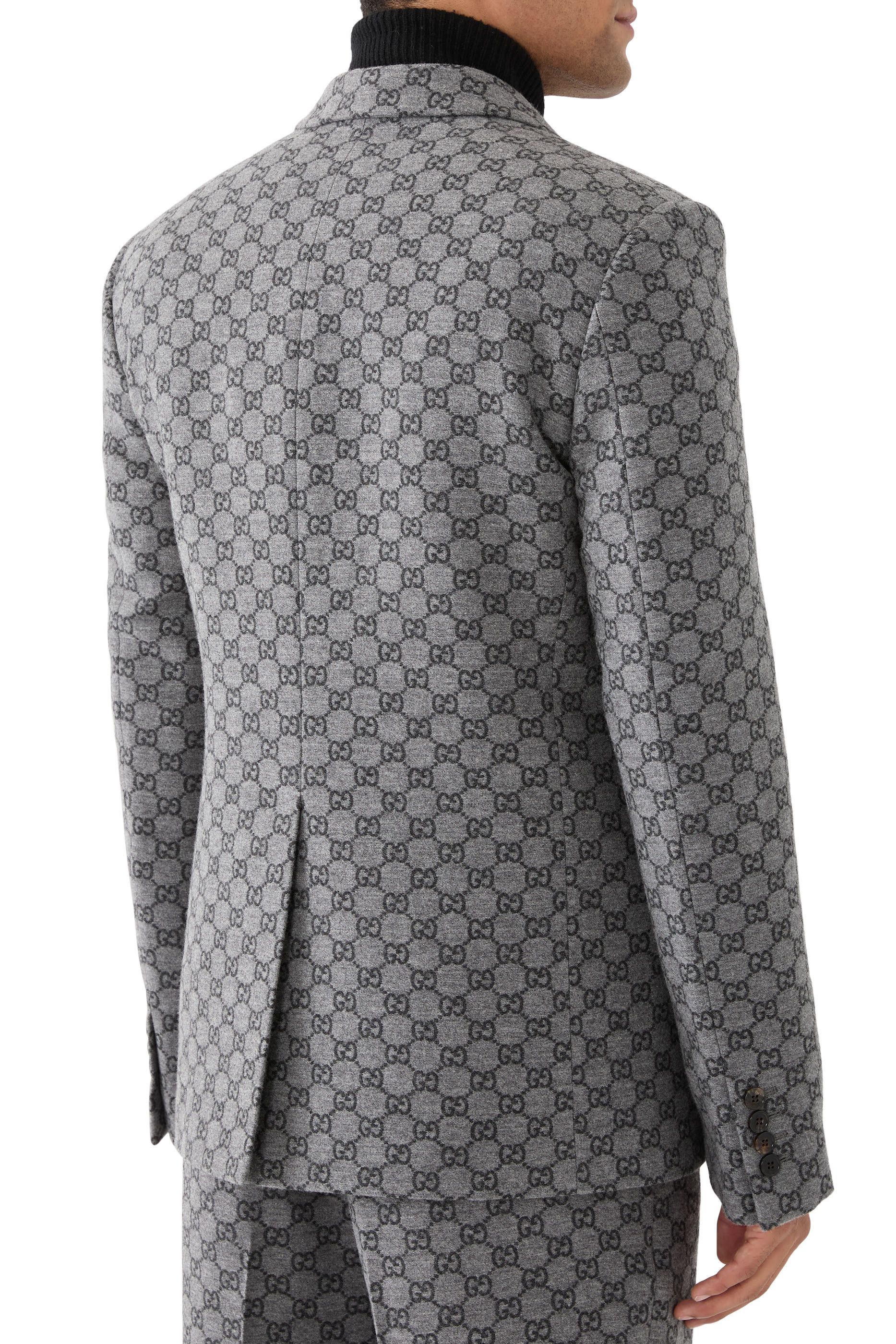 Gucci o1mt1gz0226 GG Wool Flannel Jacket in Gray Size US M / EU 48-50 / 2 - 2 Thumbnail