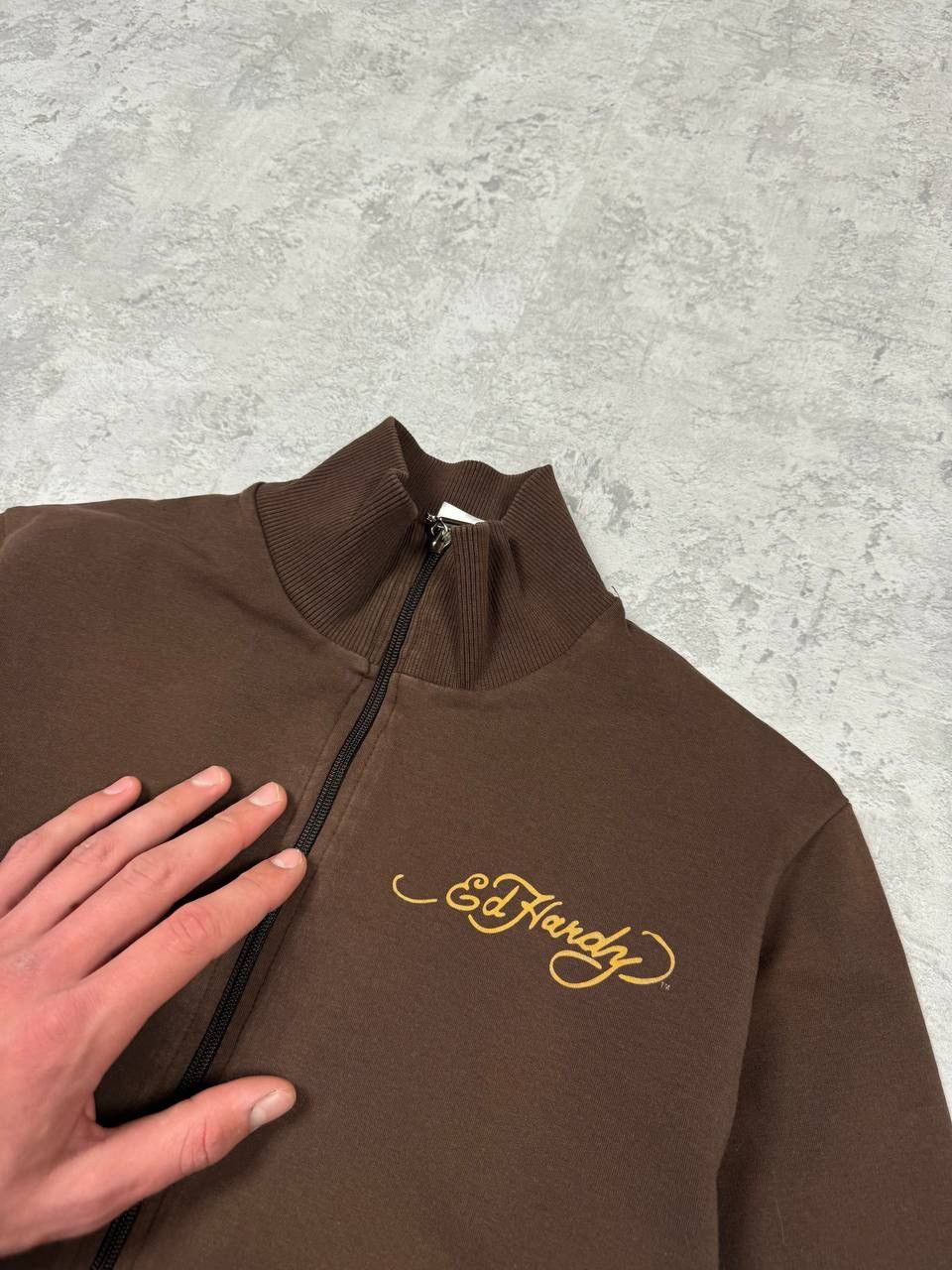 Ed Hardy Vintage Y2K Bedazzled Ed Hardy Brown Zip Up Sweatshirt Size M / US 6-8 / IT 42-44 - 5 Thumbnail