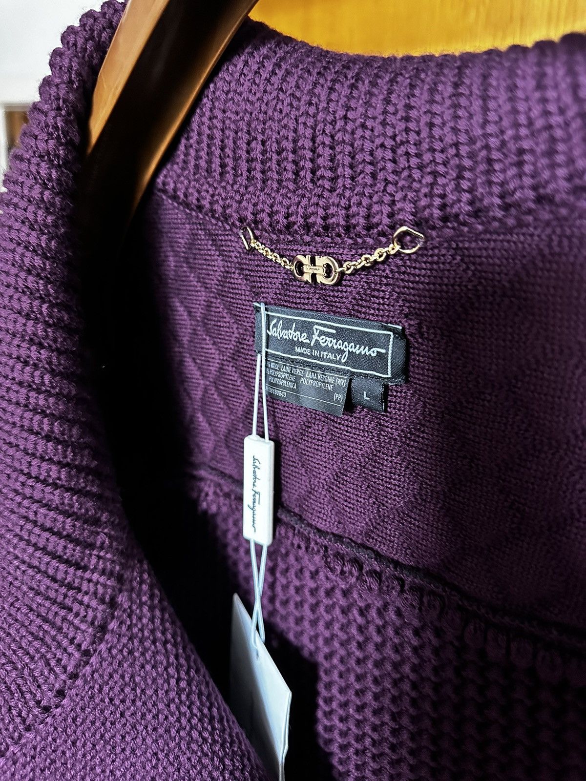 Salvatore Ferragamo FERRAGAMO PURPLE KNIT SWEATER Size L / US 10 / IT 46 - 5 Thumbnail