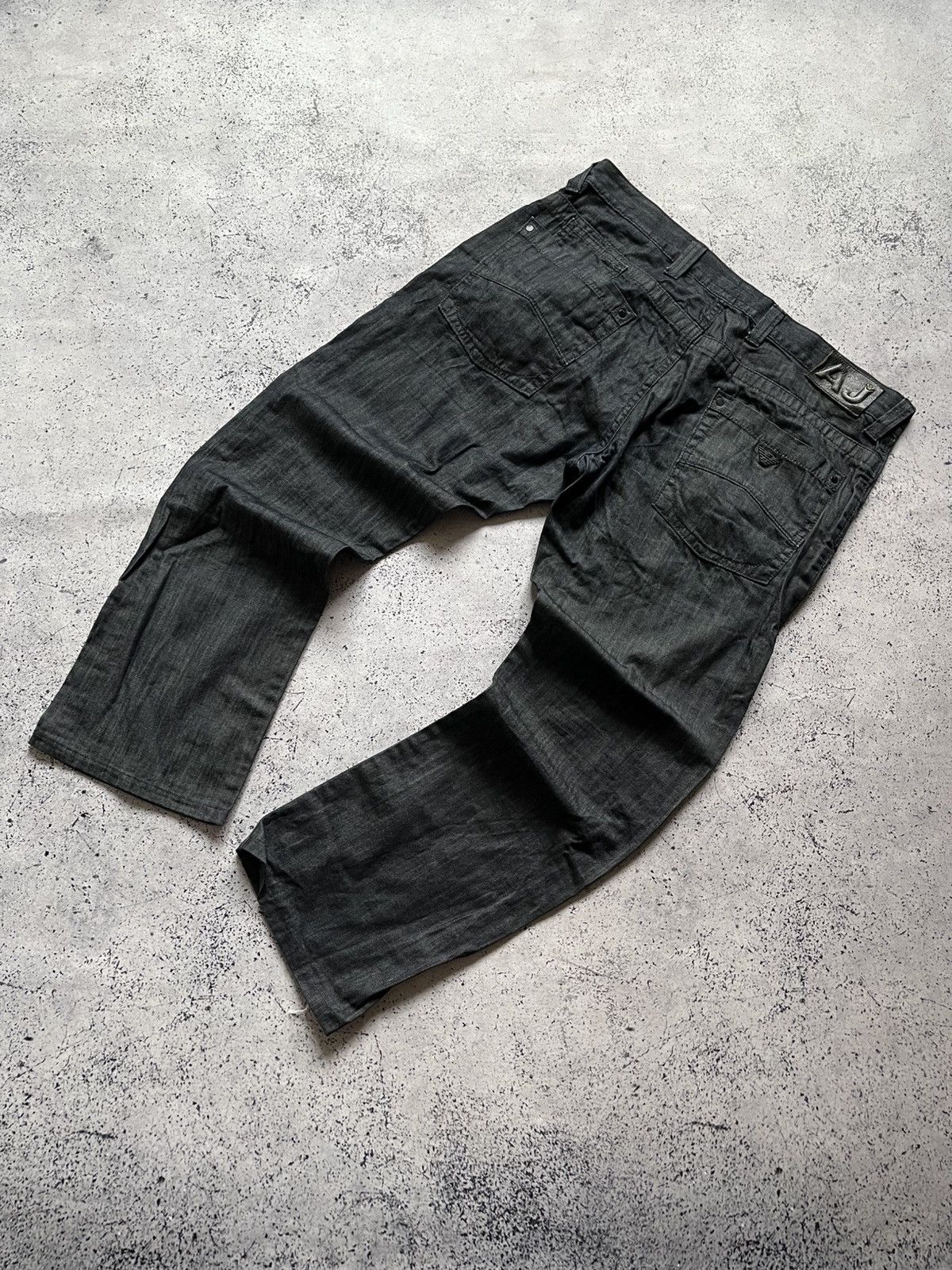 Giorgio Armani Vintage Black Giorgio Armani Metal Logo Denim Jeans Y2K USA Size US 38 / EU 54 - 2 Thumbnail