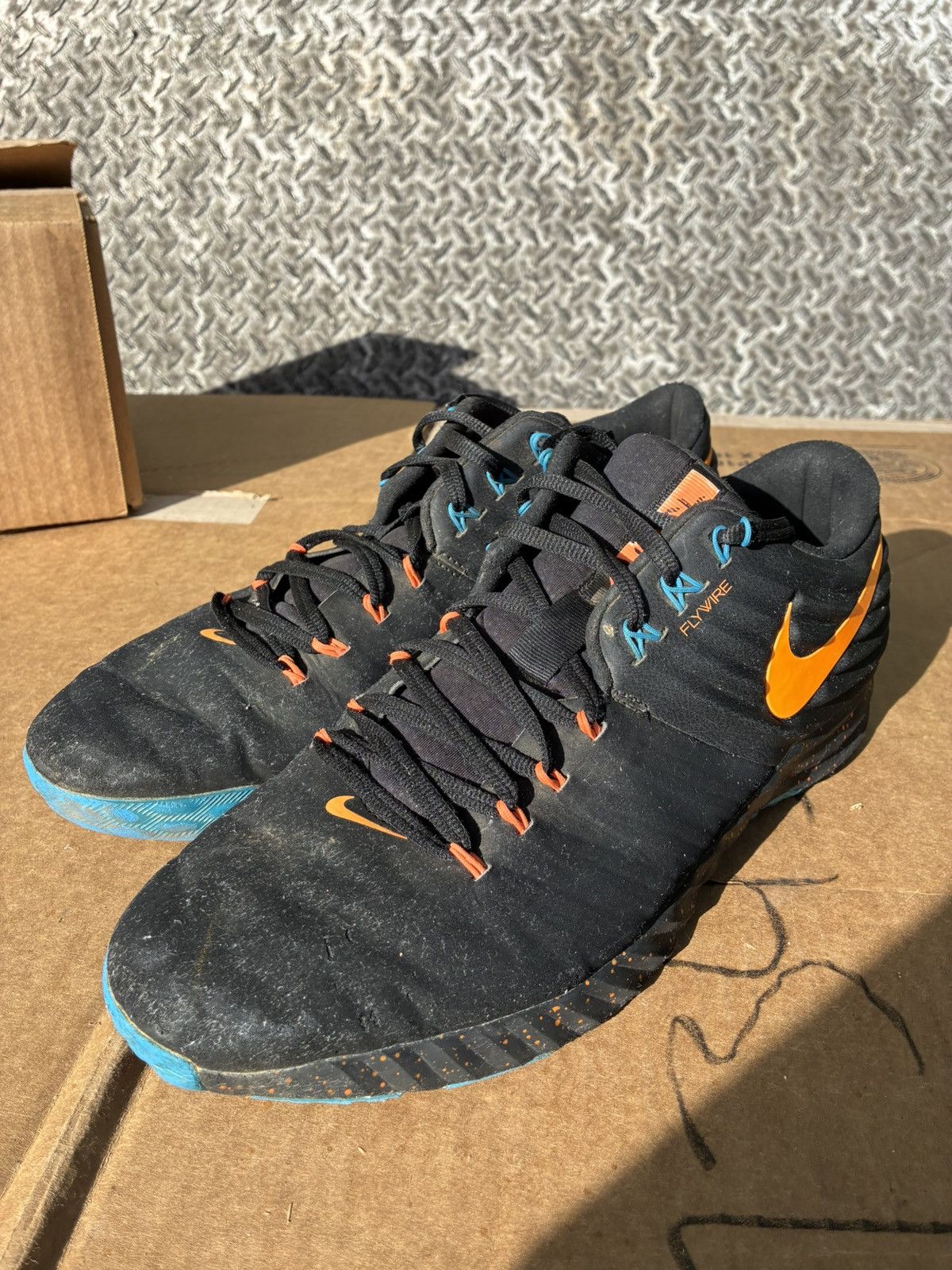 Nike Lunar Trout 2 Turf Flywire Black Orange Blue Promo Sample Size US 12 / EU 45 - 5 Thumbnail