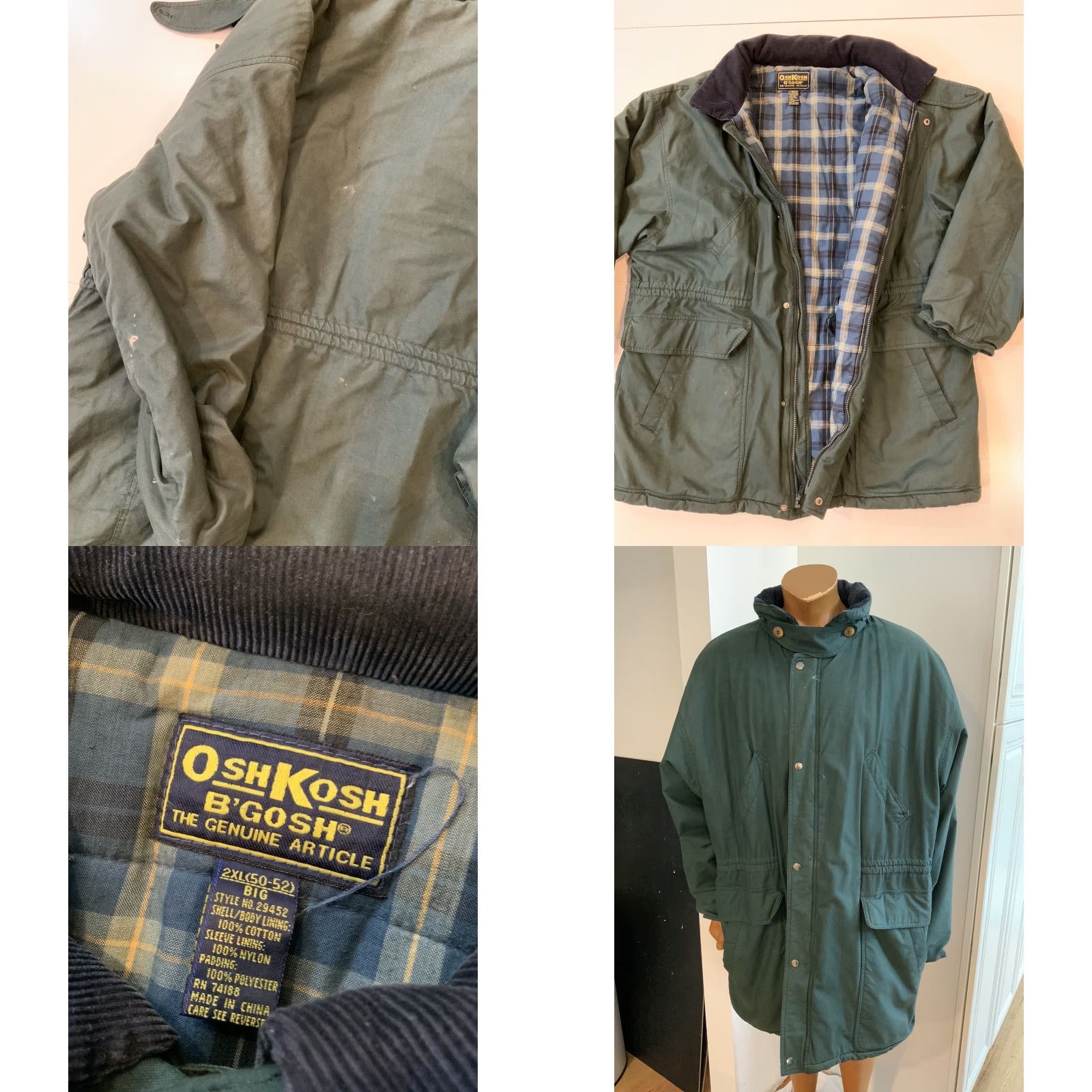 Vintage VINTAGE OshKosh B’Gosh Plaid Lined Corduroy Collar Puffer Parka Green Jacket 2XL Men's Size US XXL / EU 58 / 5 - 8 Thumbnail