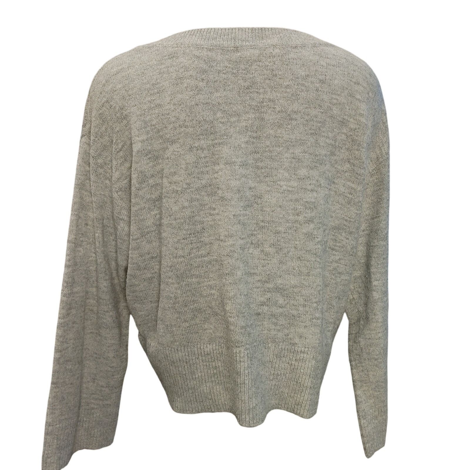 Other Basic Women's S Light Gray Knit V-Neck Long Sleeve Sweater Size S / US 4 / IT 40 - 2 Thumbnail