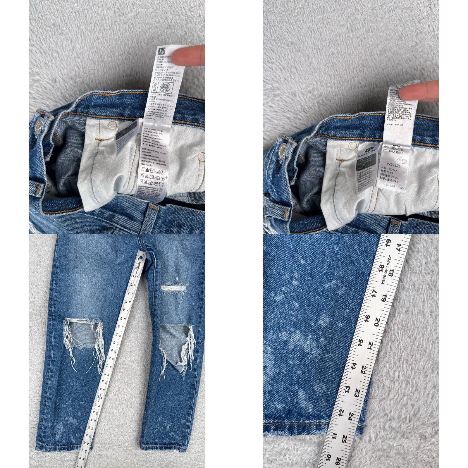 Levi's VINTAGE Levis Jeans 501 Levi'S Denim Blue 29x25 Distressed Button Fly Regular Mens Jeans 501 Series Retro 29 Size US 29 - 8 Thumbnail