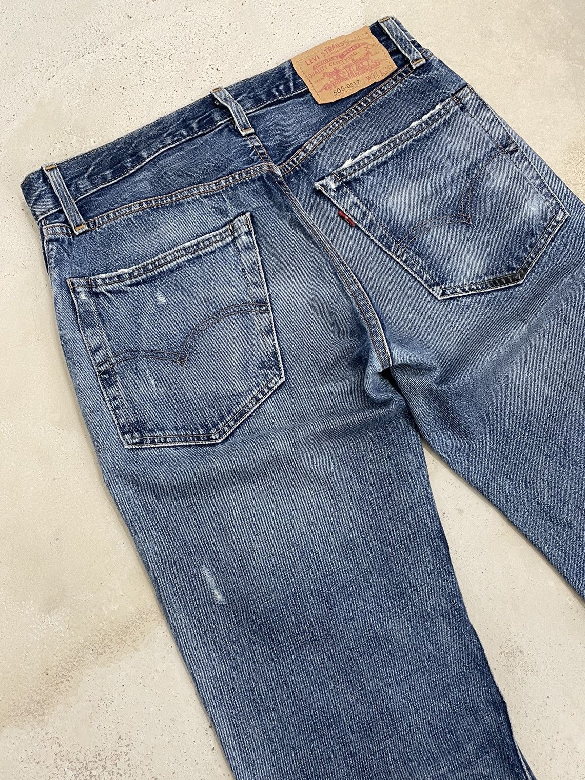 Levis 505 Talon Big E Redline Selvedge Repro Distressed