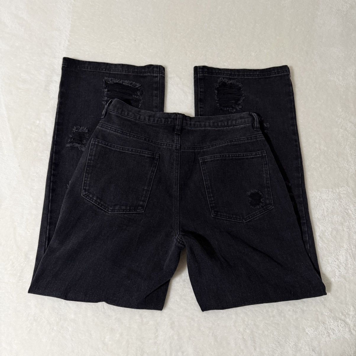 Hysteric Glamour Japanese Luraku Distressed Wide Leg Jeans Black Size US 30 / EU 46 - 3 Thumbnail