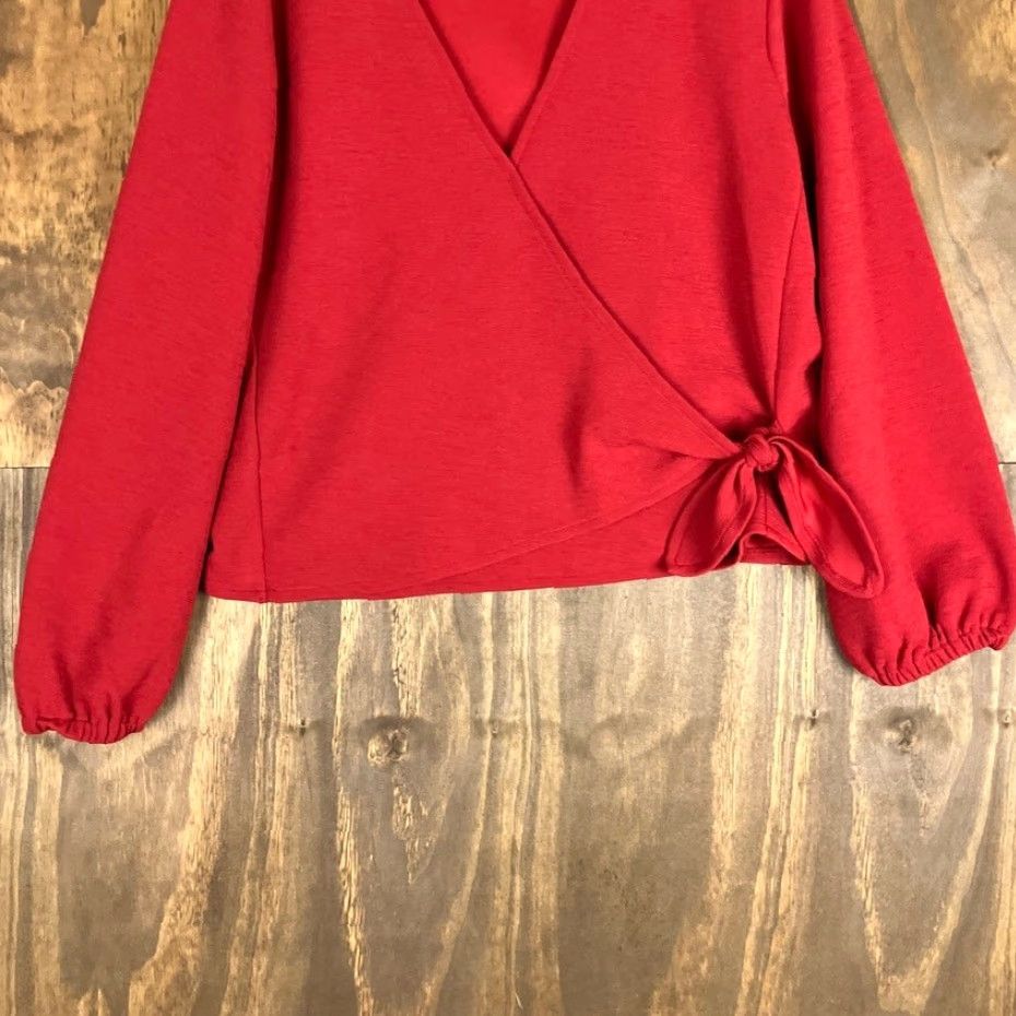 Madewell Madewell Blouse Women's Red Wrap V-Neck Long Sleeve Stretch Large Size L / US 10 / IT 46 - 3 Thumbnail