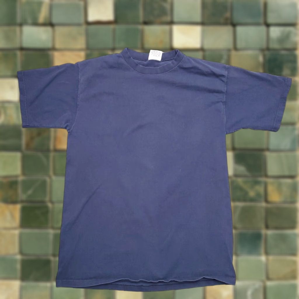 Vintage VTG Pluma Shirt Men Blue Heavyweight 100% Cotton Crewneck Blank Made in USA Tee Shirt M Blue Mens Cotton Crew Neck Solid Short Sleeve USA 90s Vintage? Size US M / EU 48-50 / 2 - 1 Thumbnail