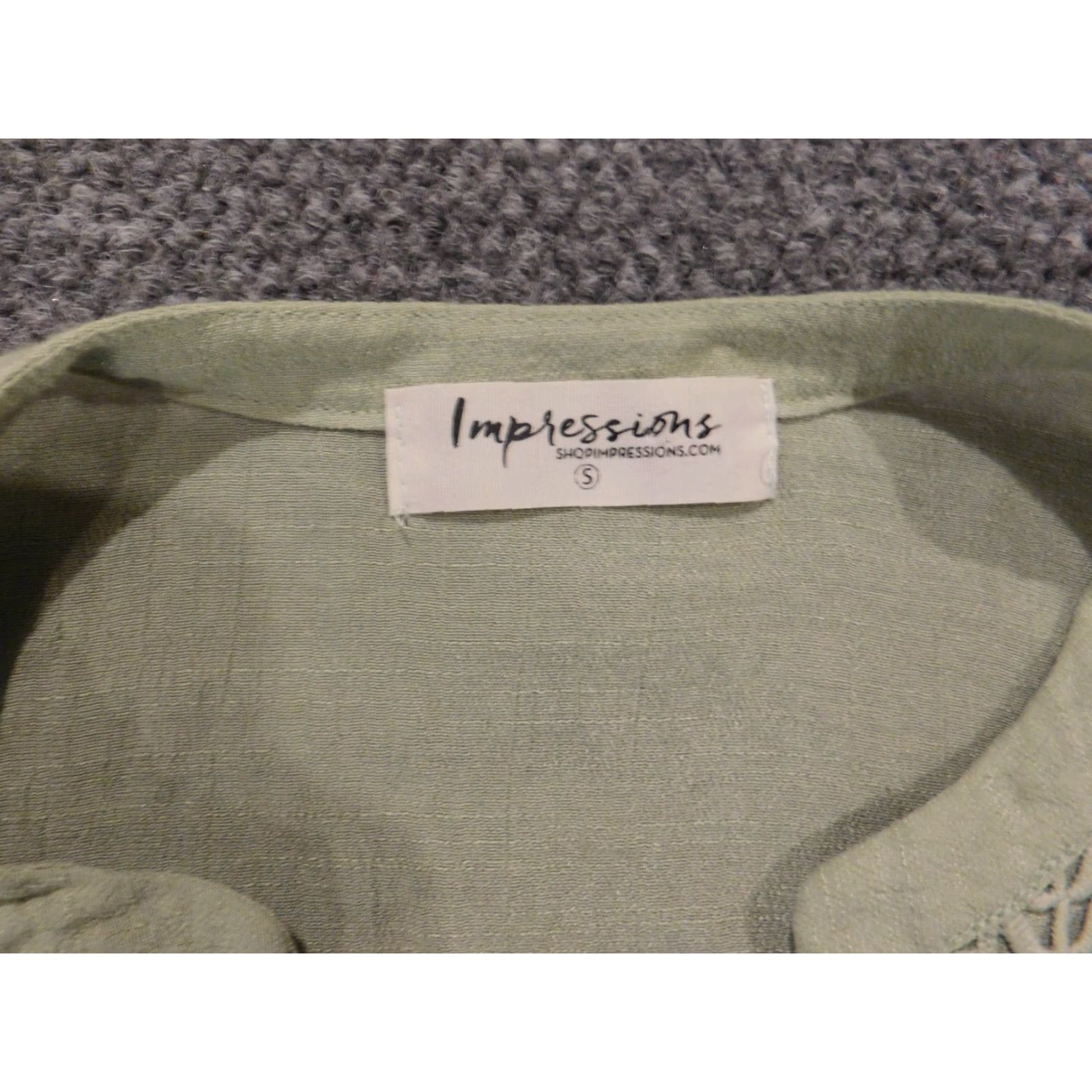 Vintage Impressions Blouse Womens Small Green Crew Neck Pullover Long Sleeve Button Top Casual Shirt Size S / US 4 / IT 40 - 5 Thumbnail