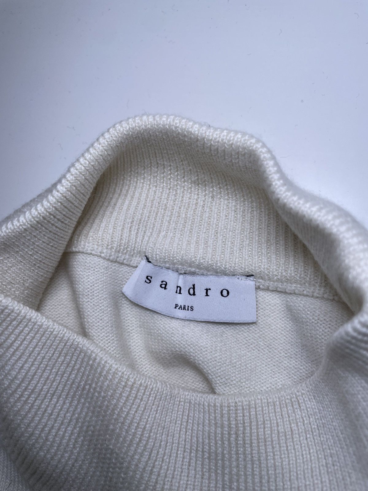 Sandro Sandro Paris Ecru Mock Neck Sweater – Industrial Size US XS / EU 42 / 0 - 6 Thumbnail