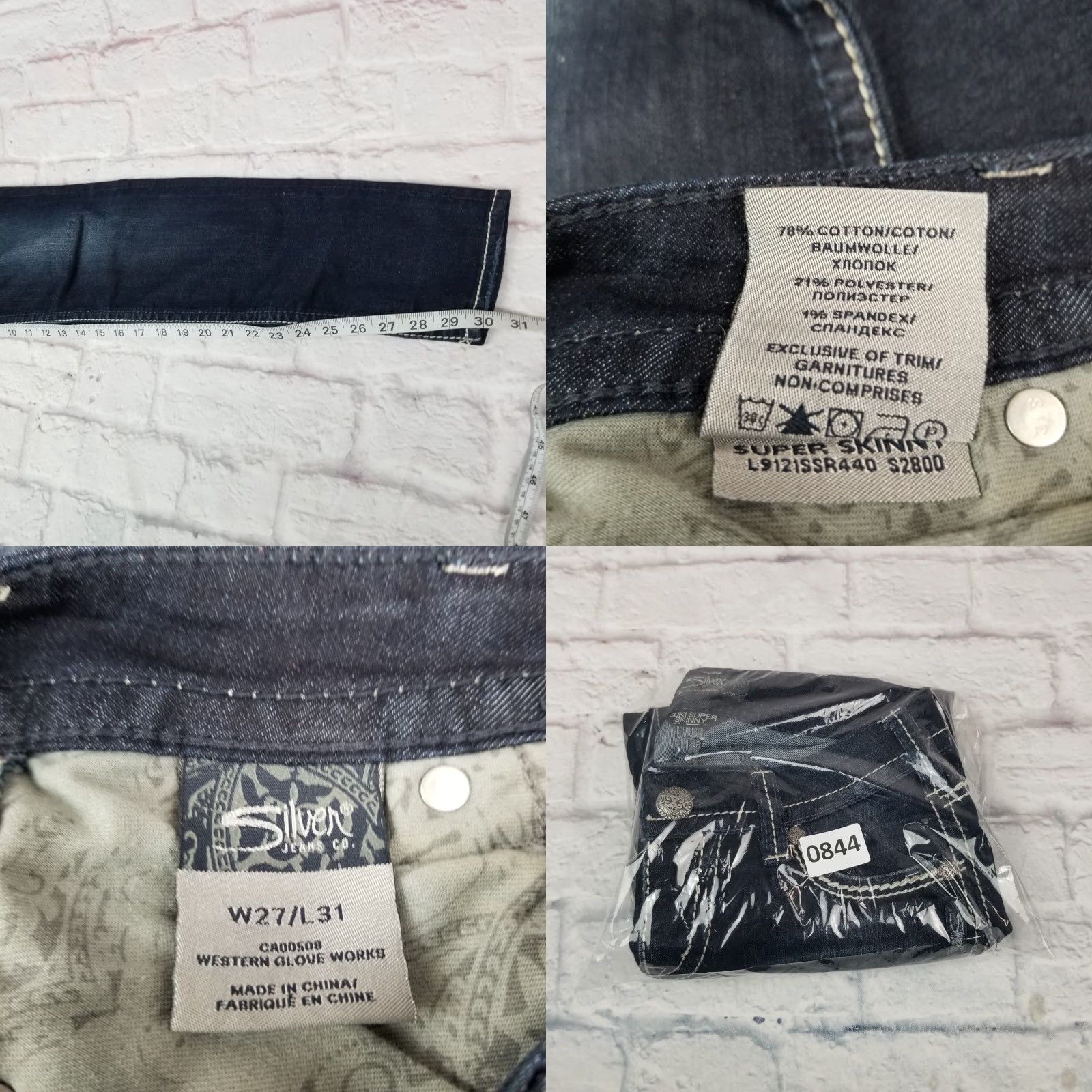 Silver Jeans Co. VINTAGE Silver Jeans Junior Teens 27 x 30 Suki Super Skinny Dark Wash Denim Embroilered Size 27" / US 4 / IT 40 - 9 Thumbnail