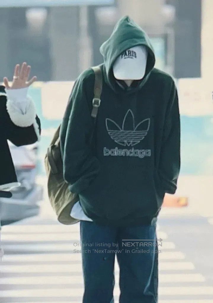 Balenciaga Balenciaga Olive Green Big Logo Hoodie Sweatshirt Size US S / EU 44-46 / 1 - 4 Thumbnail