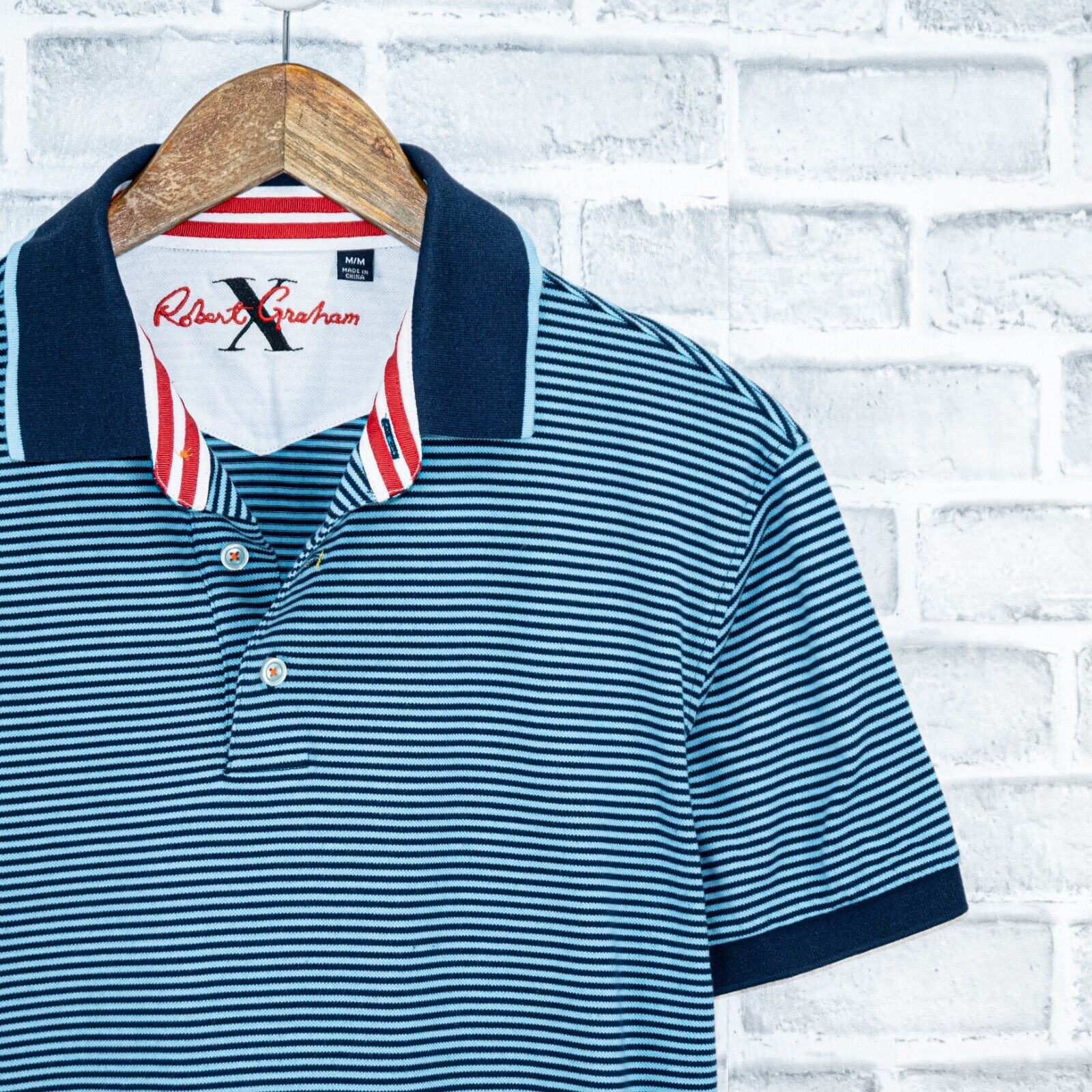 Robert Graham Robert Graham X Short Sleeve Polo Shirt Blue striped cotton Size US M / EU 48-50 / 2 - 4 Thumbnail