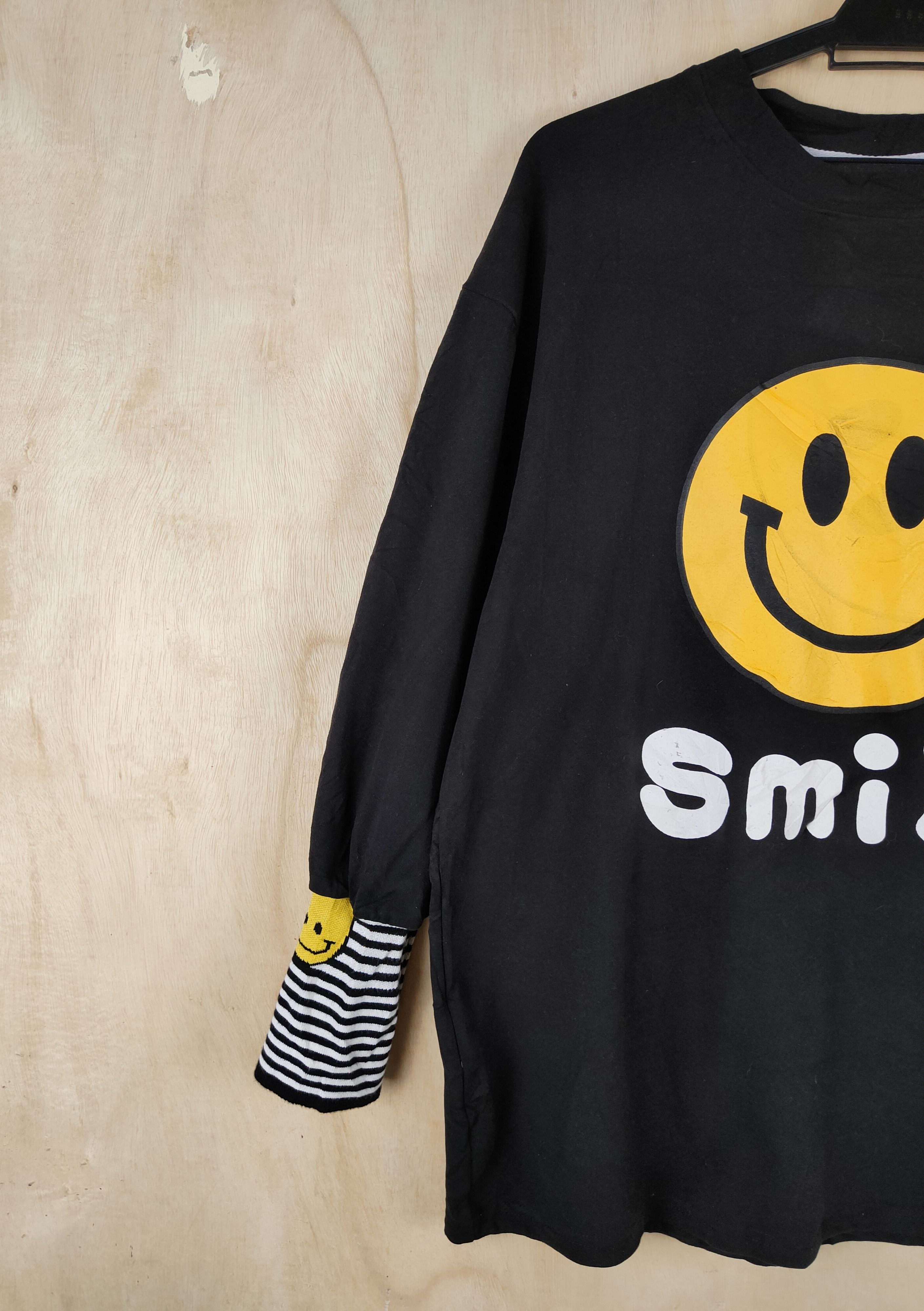 Japanese Brand Z Ziling Black Smile like kapital Sweatshirts #S2628 Size L / US 10 / IT 46 - 3 Thumbnail