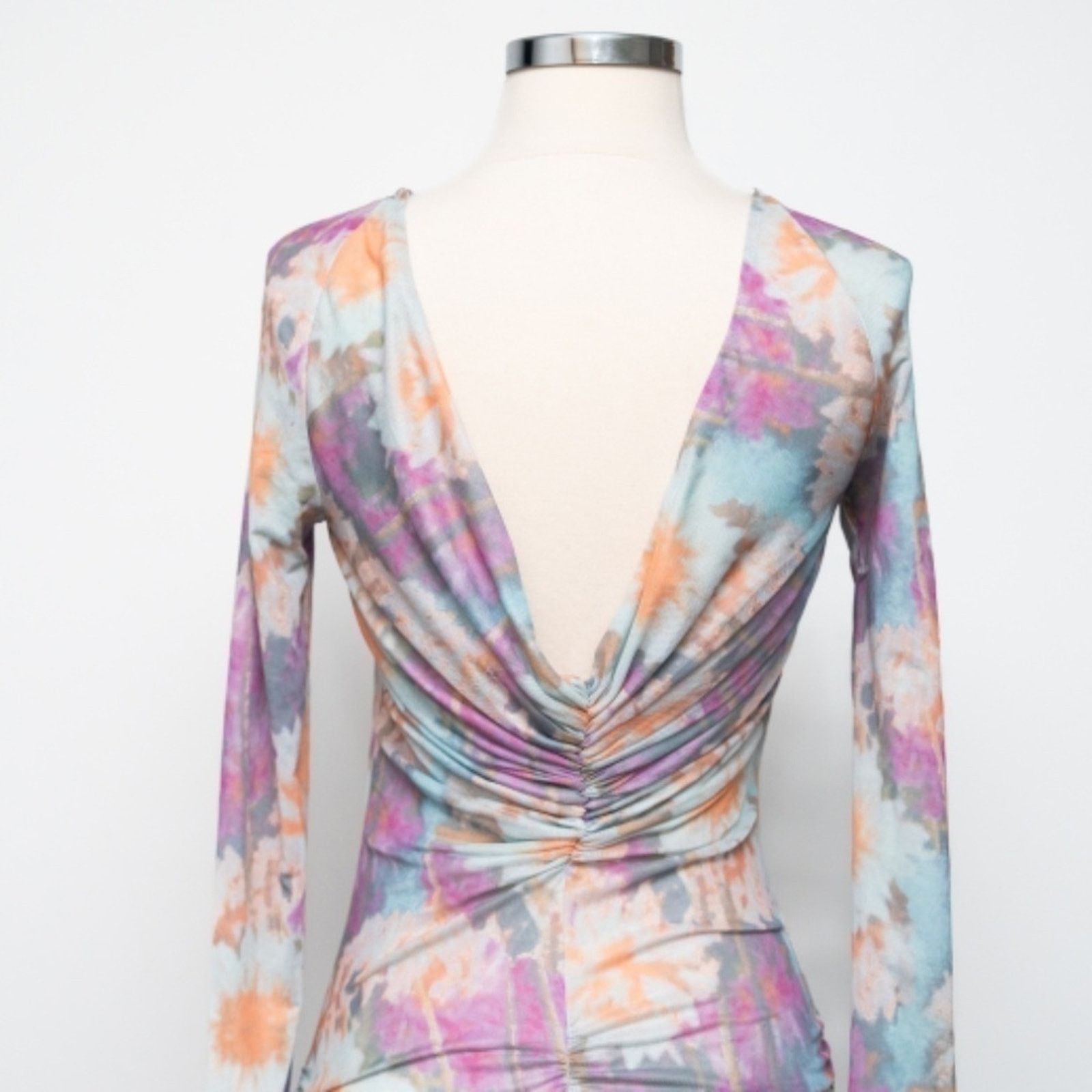 ROTATE Rotate. NWOT. Ulla Ruched Long Sleeve Dress Size XS / US 0-2 / IT 36-38 - 8 Thumbnail