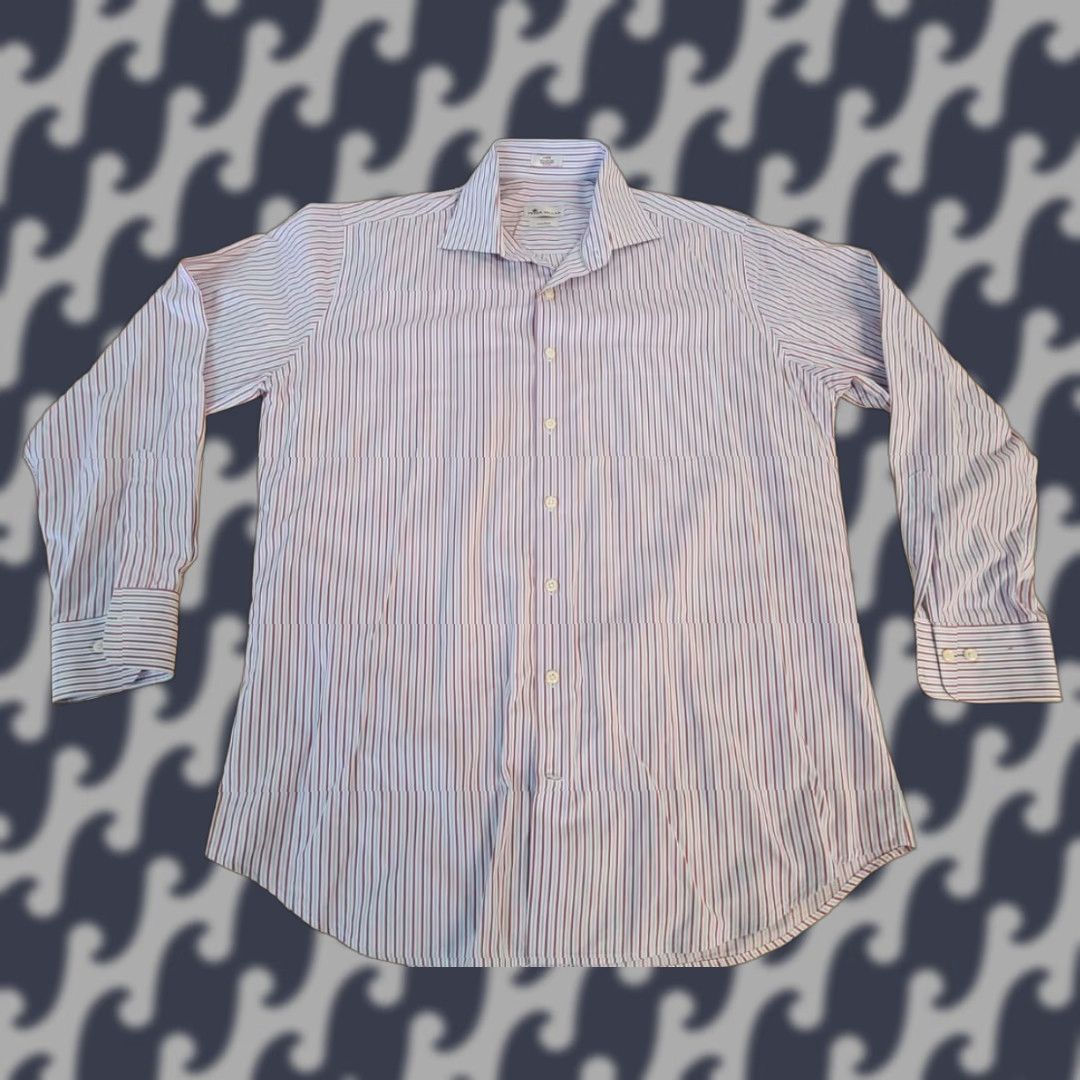 Peter Millar Peter Millar Men Button Long Sleeve Shirt Size L Blue Red Striped Cotton Size US L / EU 52-54 / 3 - 1 Thumbnail