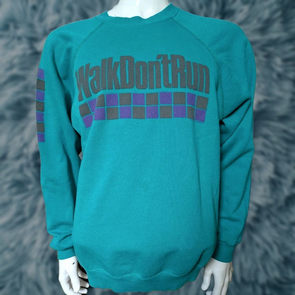 Gildan VTG 80s Walk Don't Run Sweatshirt XL Blue Gildan Crew Neck Unisex Adults Long Sleeve Cotton Blend 80s Music Winter Fall Size US XL / EU 56 / 4 - 1 Thumbnail