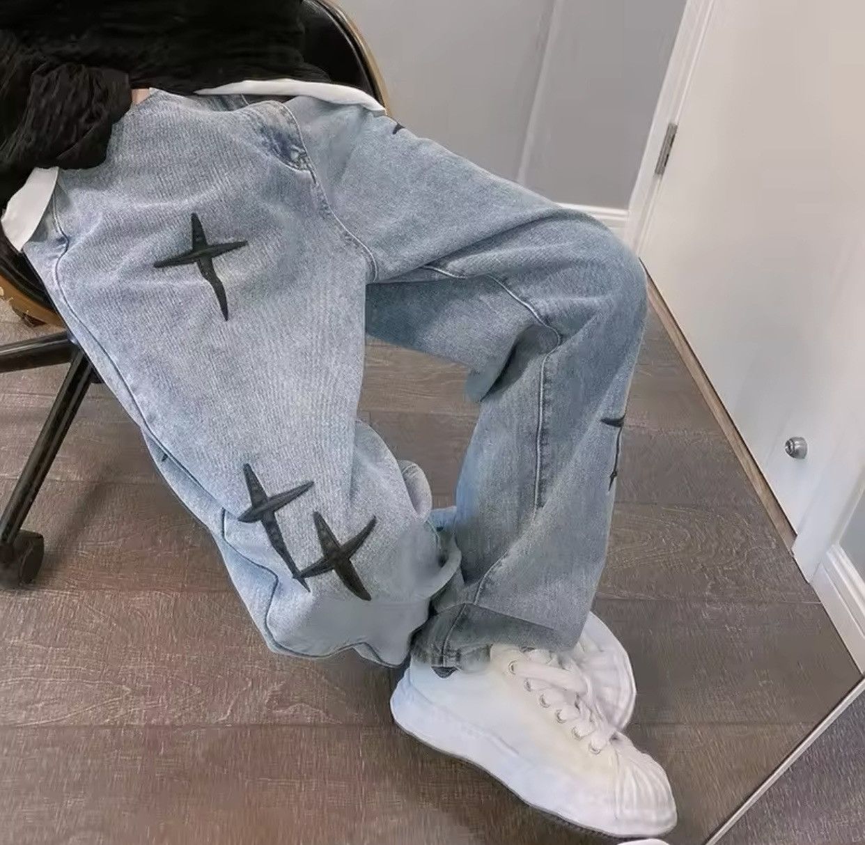 Designer × Japanese Brand vintage embroidered baggy jeans Size US 31 - 5 Thumbnail