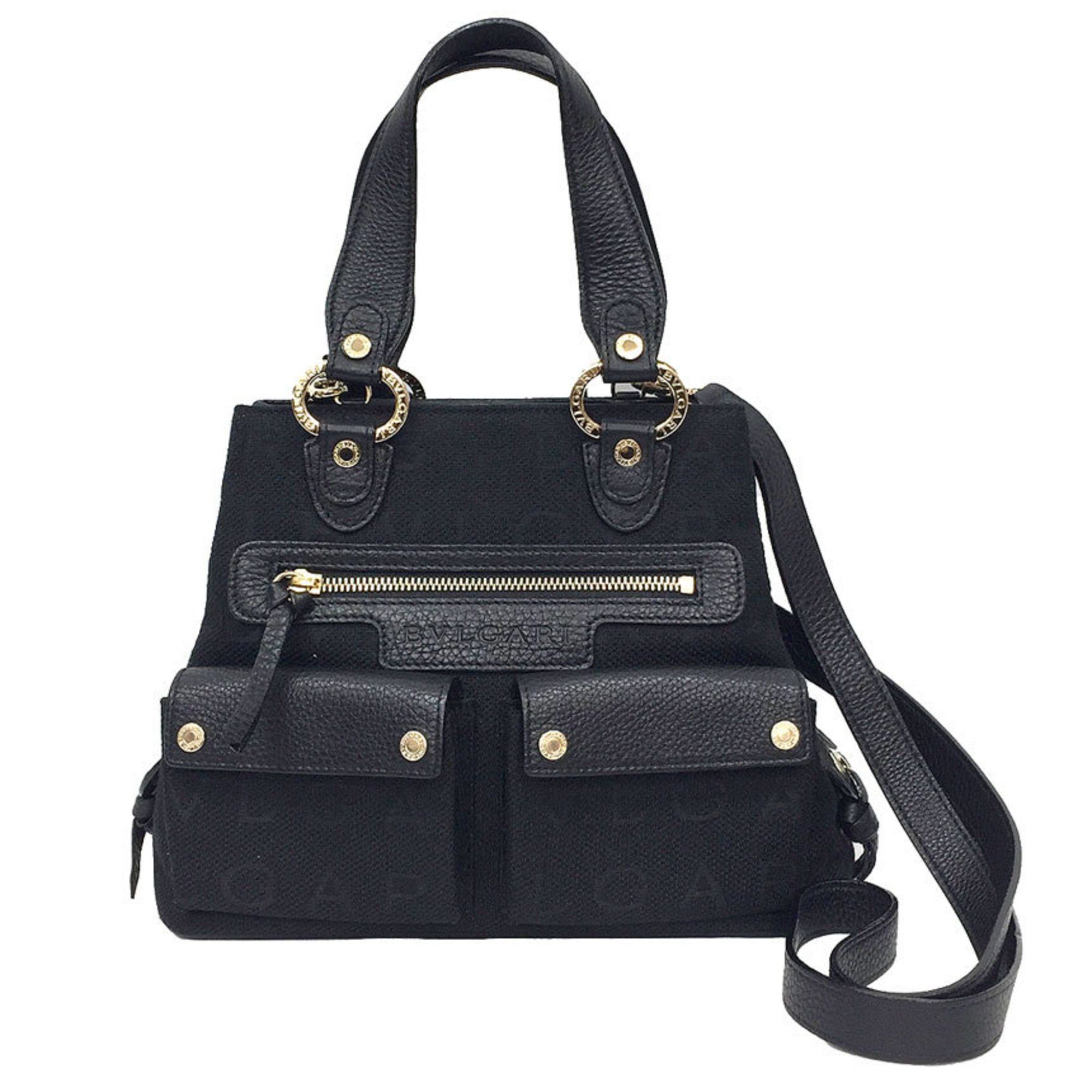 BVLGARI Maxillettare Tote Bag 2WAY Shoulder 25172 Black
