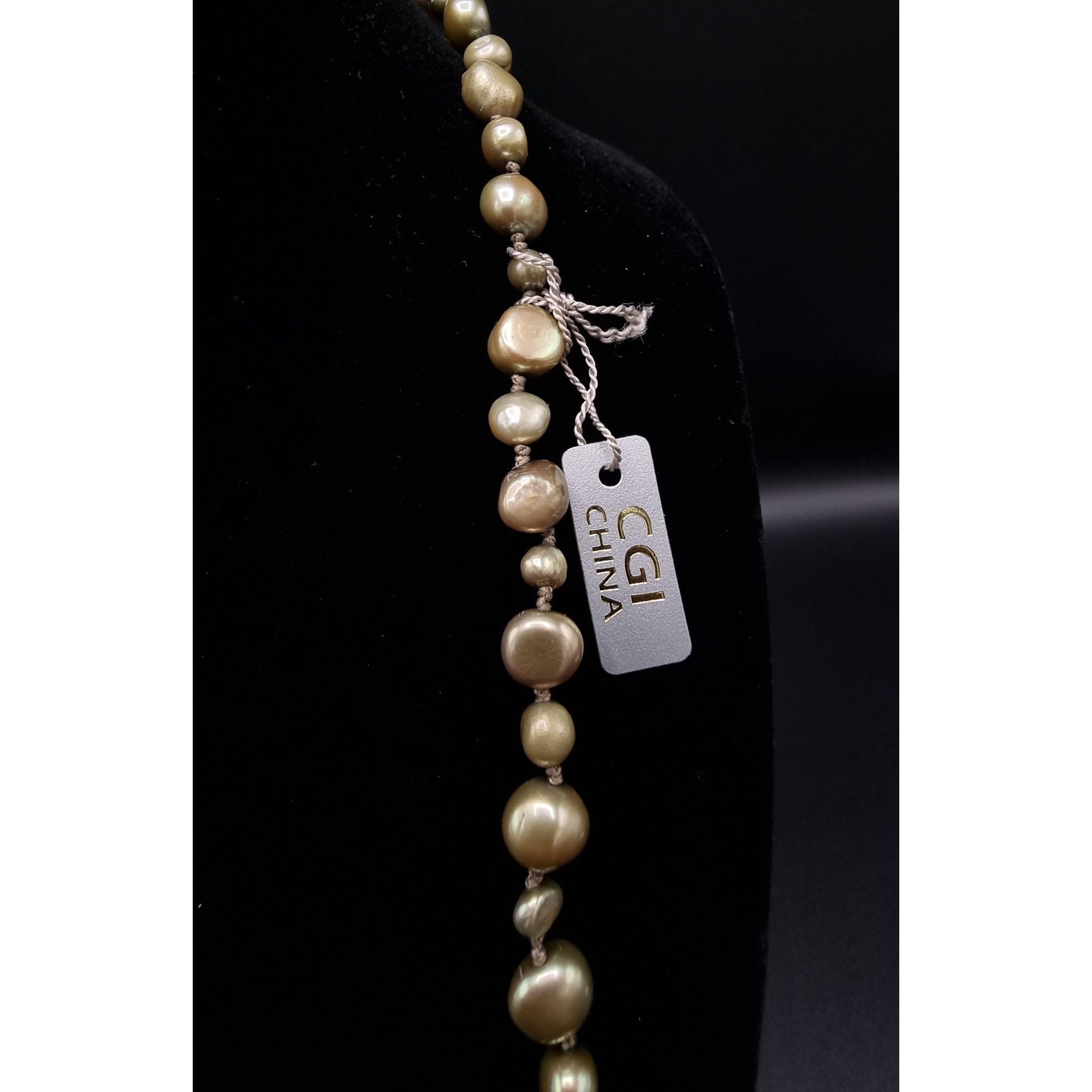 Vintage CGI Freshwater Pearl Long Necklace Gold Tone Elegant Jewelry Size ONE SIZE - 5 Thumbnail