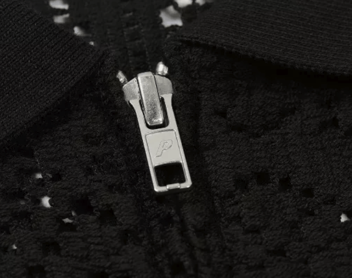 Palace London Crochet Zip Long Sleeve Polo Black XL FW23