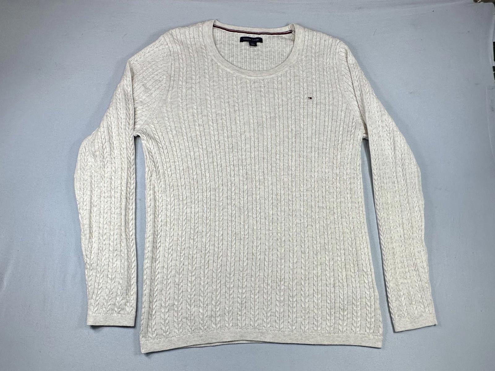 Tommy Hilfiger Tommy Hilfiger Cable Knit Pullover Sweater White Mens Large Size US L / EU 52-54 / 3 - 1 Thumbnail