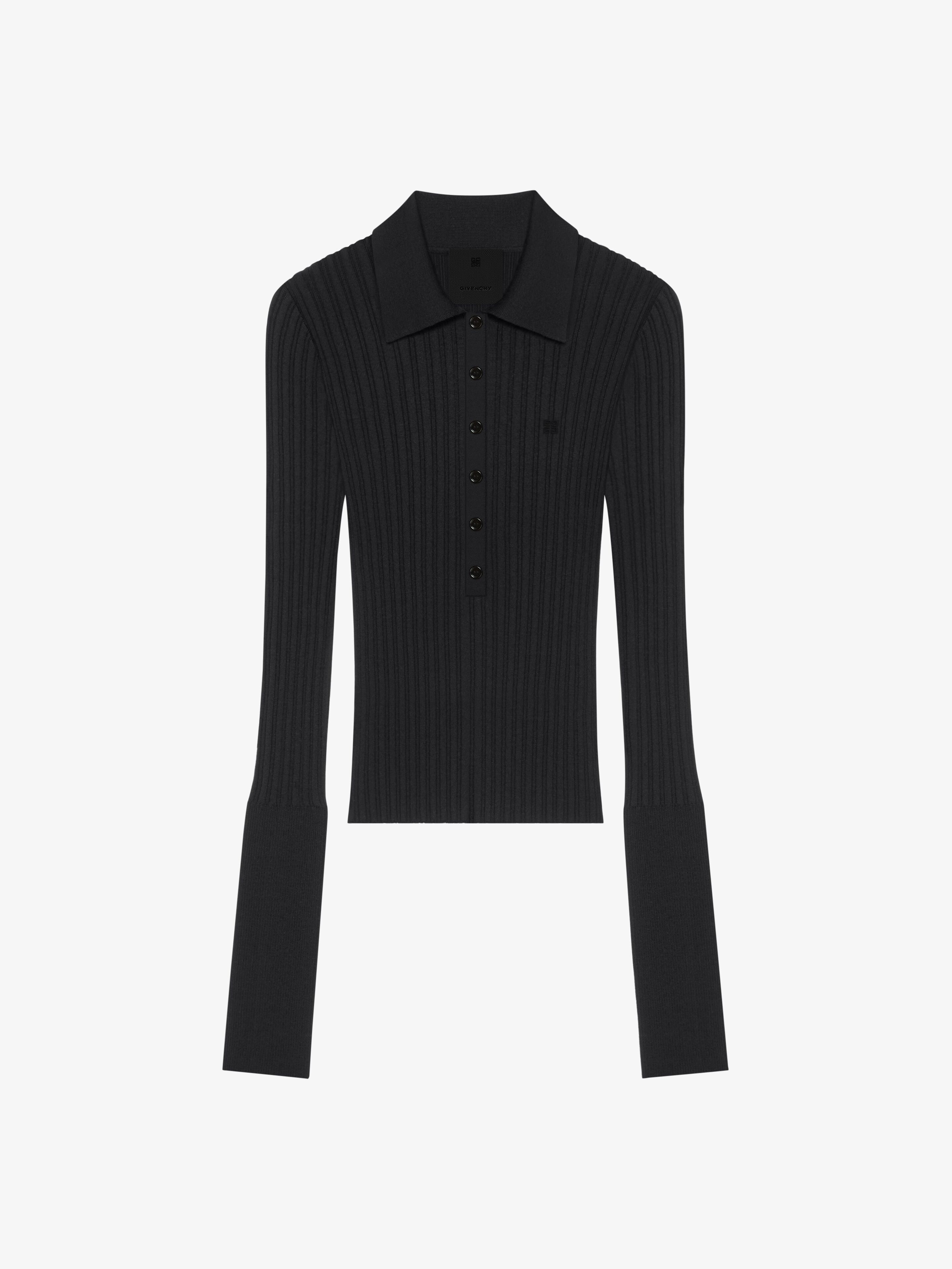 o1srvl11e0725 Long Sleeves Polo in Black