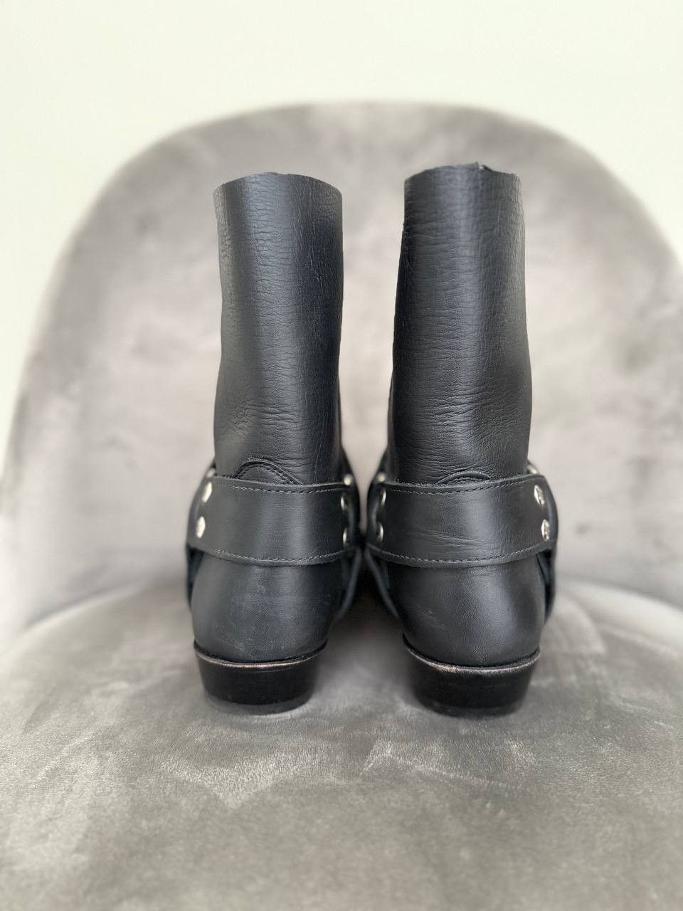 Sancho Boots Sancho Biker Cowboy shortened Black Leather Womens Boots Size US 7 / IT 37 - 9 Thumbnail