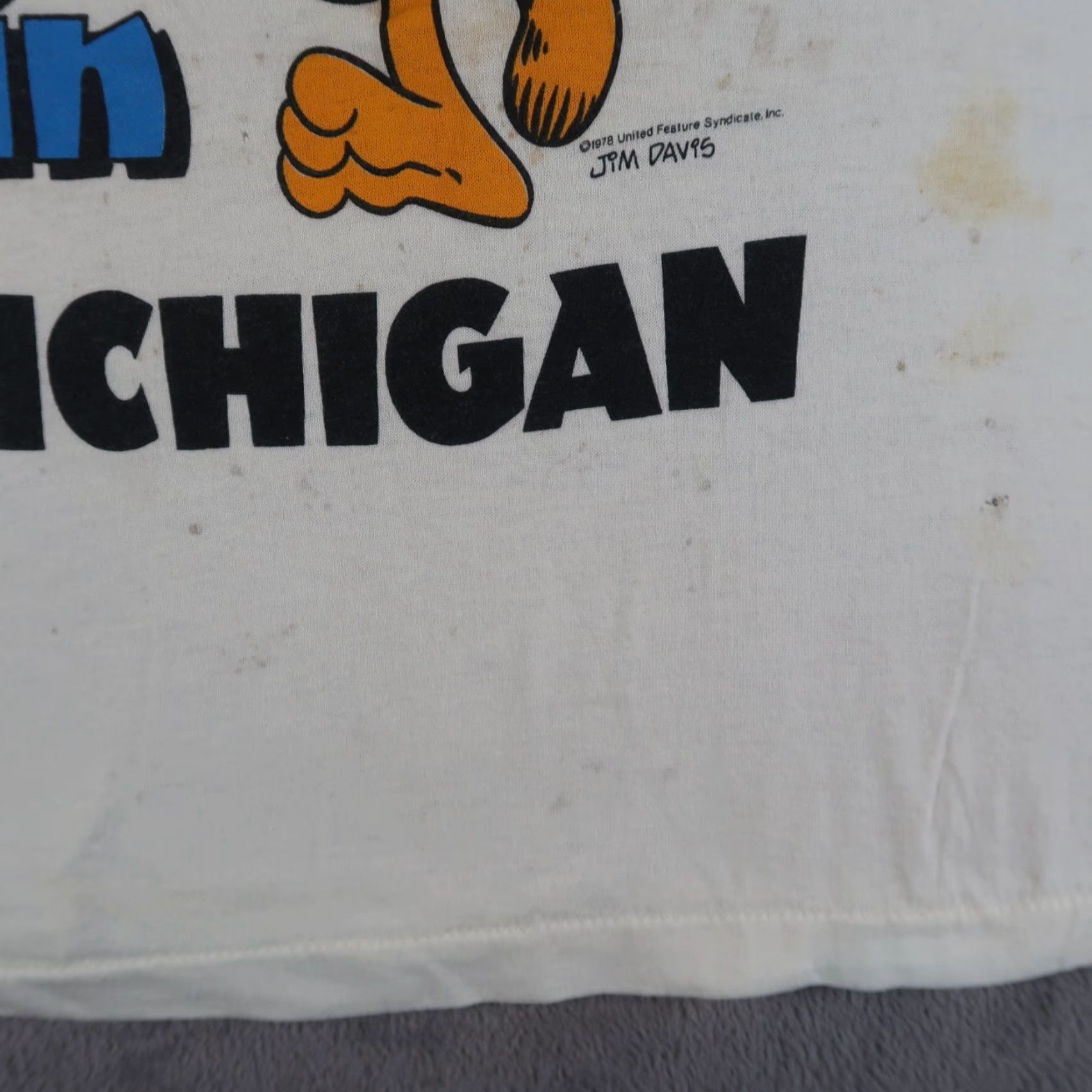 Vintage VINTAGE Garfield T-Shirt 70s 80s Shirt Adult Large White USA Made Graphic Print Mens Size US L / EU 52-54 / 3 - 5 Thumbnail