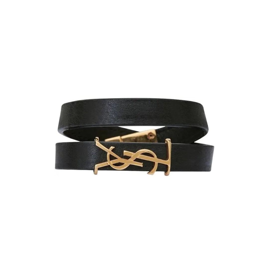 Saint Laurent Paris o1b1hav110924 Size: M / Cassandre Double Bracelets in Black Size ONE SIZE - 1 Thumbnail