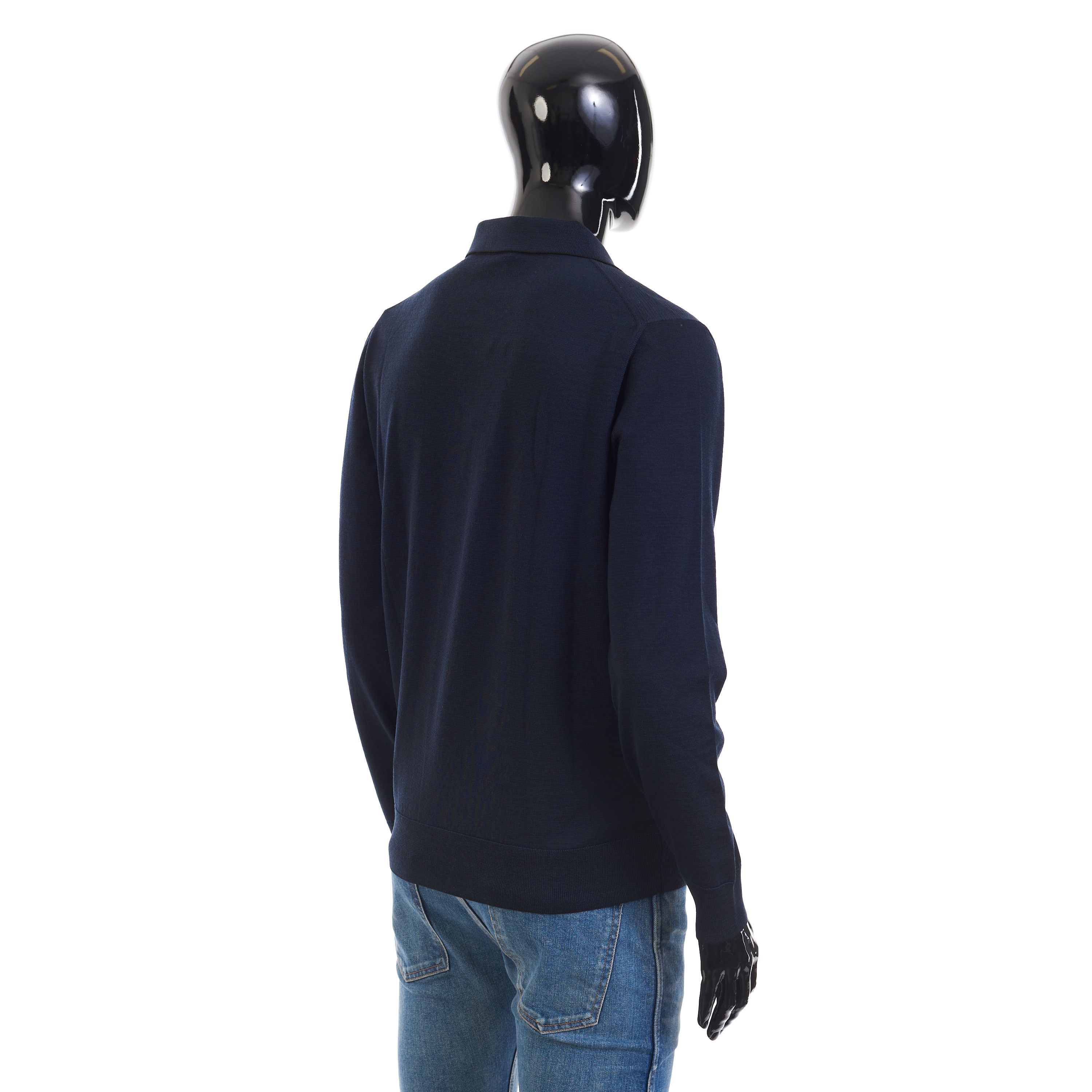 Brioni Polo Sweater With Metal Zip In Blue Wool Size US L / EU 52-54 / 3 - 6 Thumbnail