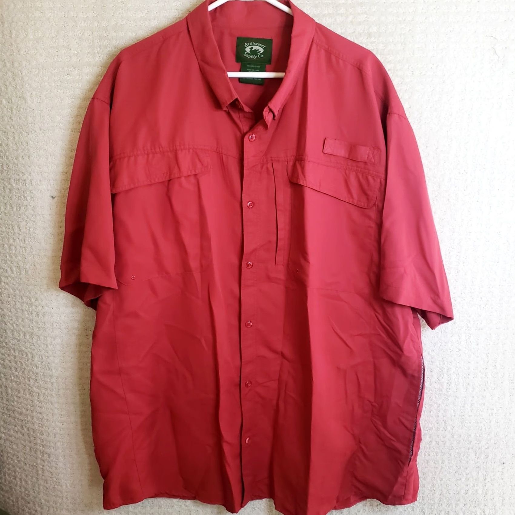 Vintage Stillwater Supply Co Men's Short Sleeve Button Up Vented Fishing Shirt Red 3XL Size US XXL / EU 58 / 5 - 2 Thumbnail