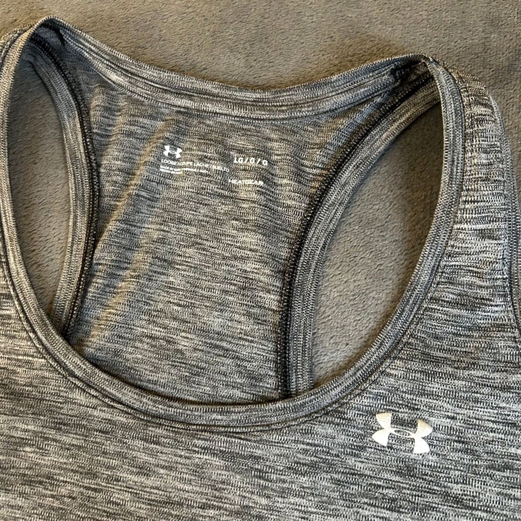 Under Armour Under Armour HeatGear Tank Womens Large Gray Space Dye Racerback Loose Fit Size L / US 10 / IT 46 - 2 Thumbnail