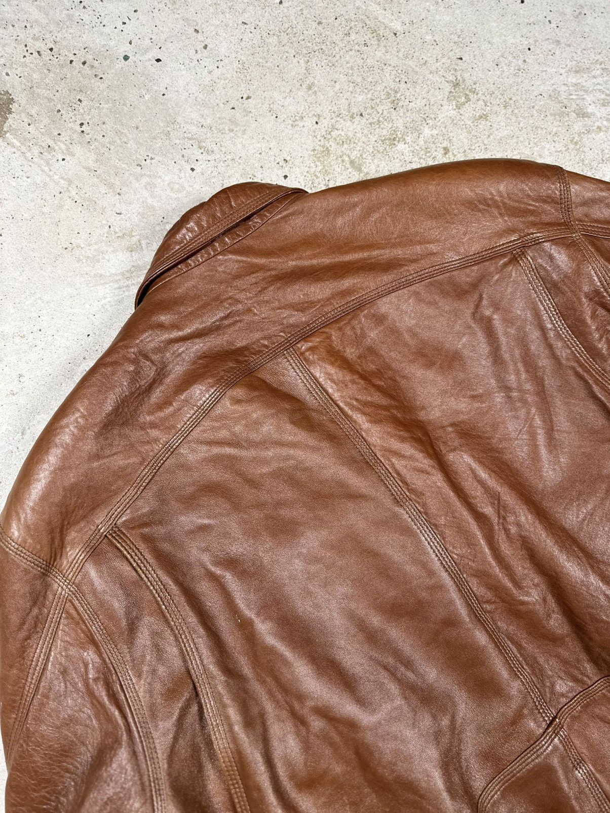 Vintage Vintage 90s Brown Utility Leather Bomber Jacket Boxy archive Size US XXL / EU 58 / 5 - 9 Thumbnail