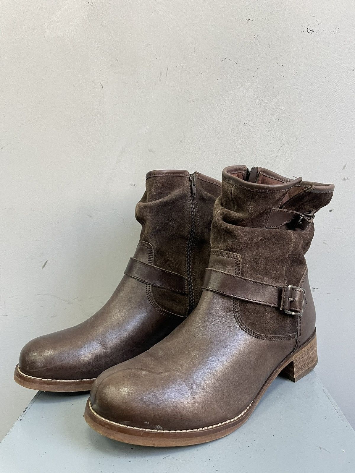 14th Addiction Rare engineered brown suede leather boots western y2k style Size US 8.5 / EU 41-42 - 6 Thumbnail