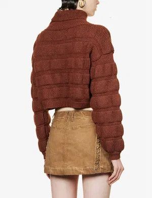 Saint Laurent Paris o1s1wg111024 Cropped Turtleneck Sweater in Brown Size M / US 6-8 / IT 42-44 - 5 Thumbnail