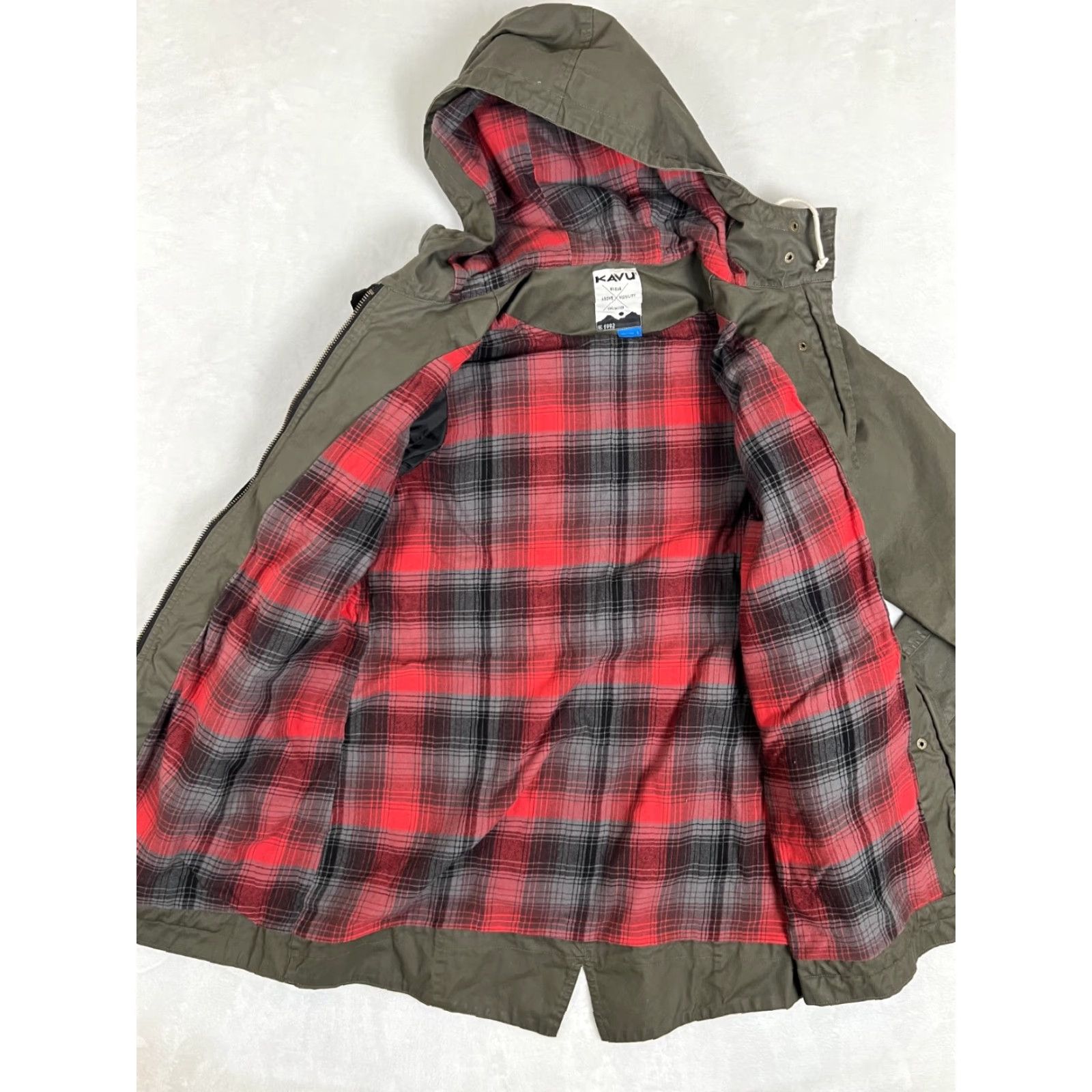 KAVU KAVU Sundowner Jacket Womens L Plaid Flannel Hooded Outerwear Green Size L / US 10 / IT 46 - 6 Thumbnail