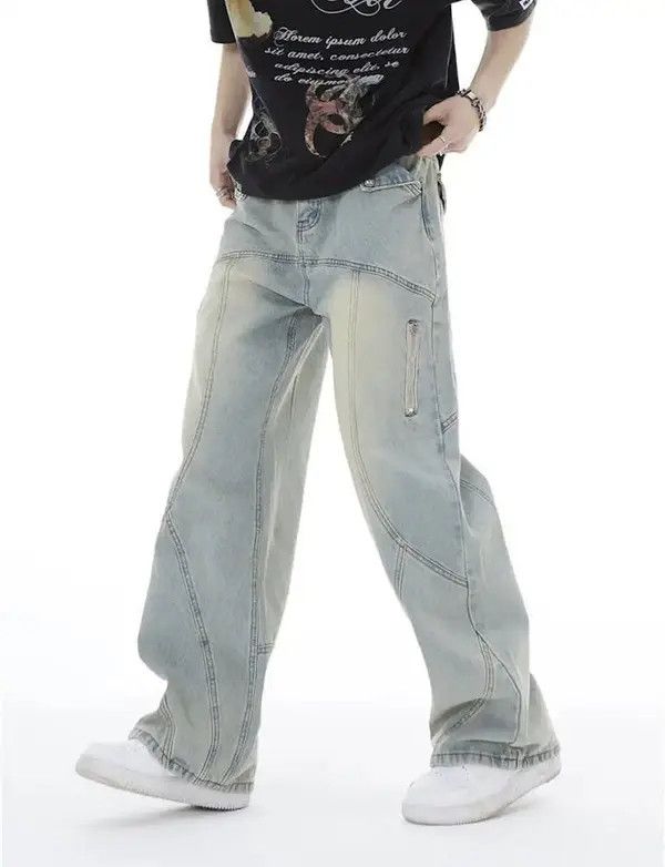 VIBE Topstitched Seam Baggy Jeans Men Size US 32 / EU 48 - 2 Thumbnail