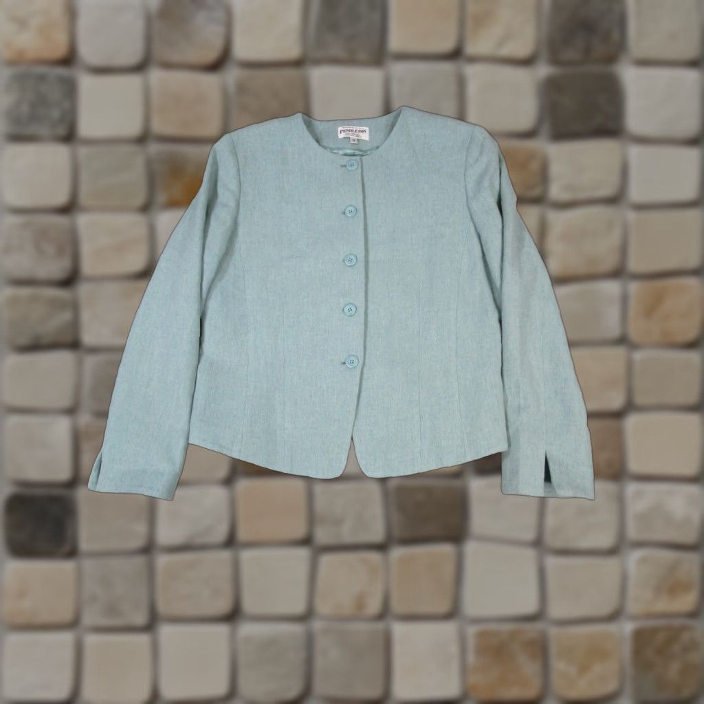 Pendleton Pendleton Womens Jacket Green Wool 10 Regular Wool Lining Button Mid-Length Long Sleeve Coat Mens? Size L / US 10 / IT 46 - 1 Thumbnail