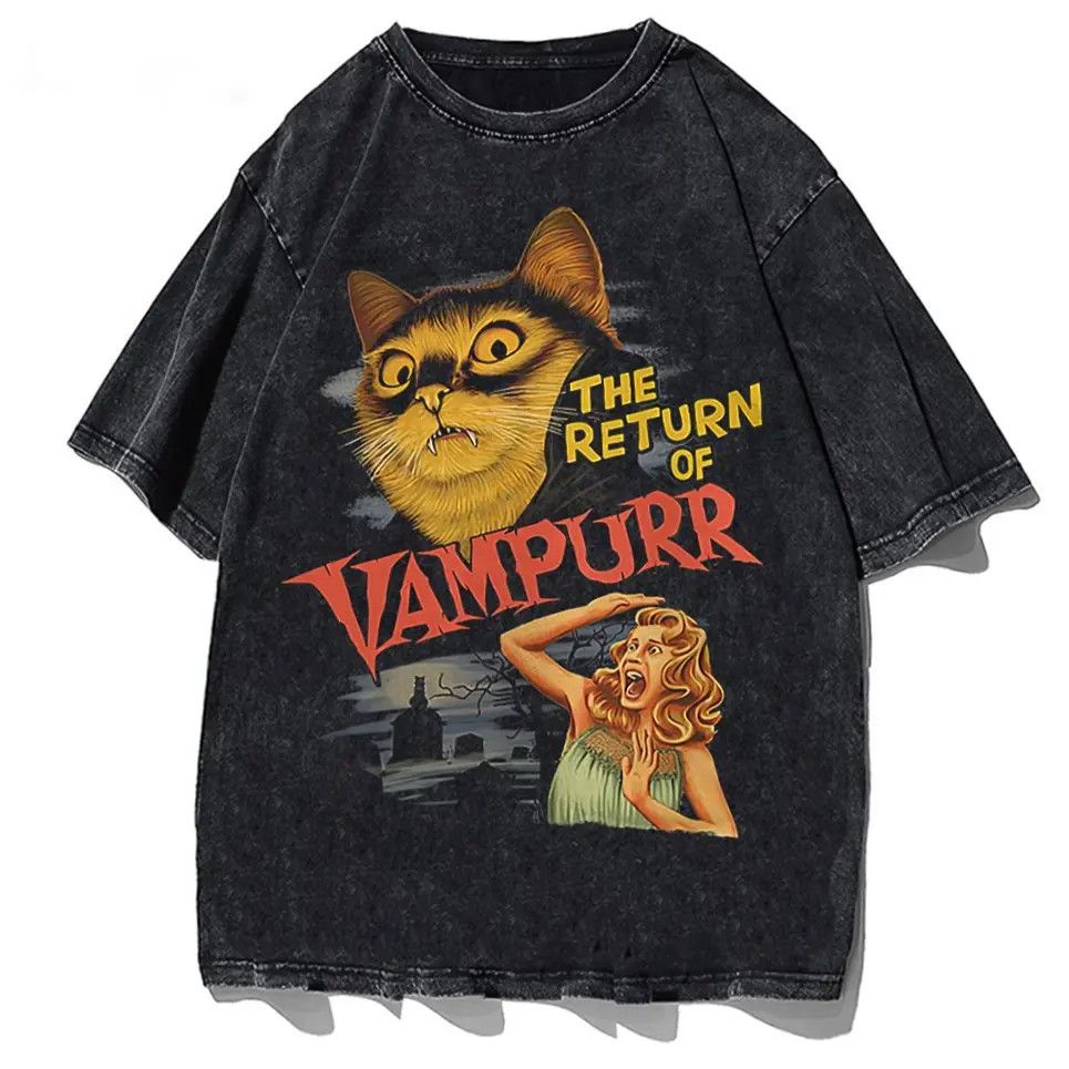Japanese Brand × Vintage Funny Vampurr Tshirt Scary Cat Graphic Tees Tops Size US L / EU 52-54 / 3 - 1 Thumbnail