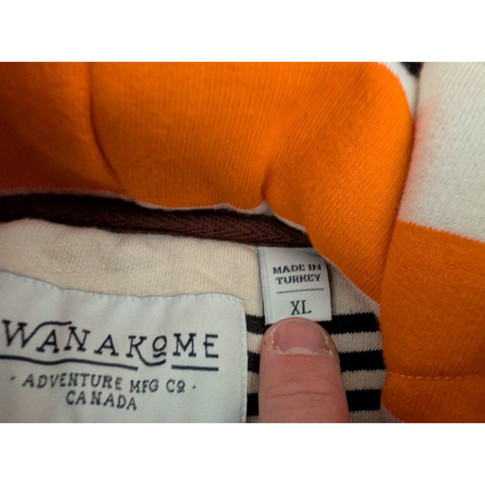Vintage Wanakome Women’s XL Hoodie Hooded Sweatshirt Orange Black Striped Pockets Size XL / US 12-14 / IT 48-50 - 5 Thumbnail
