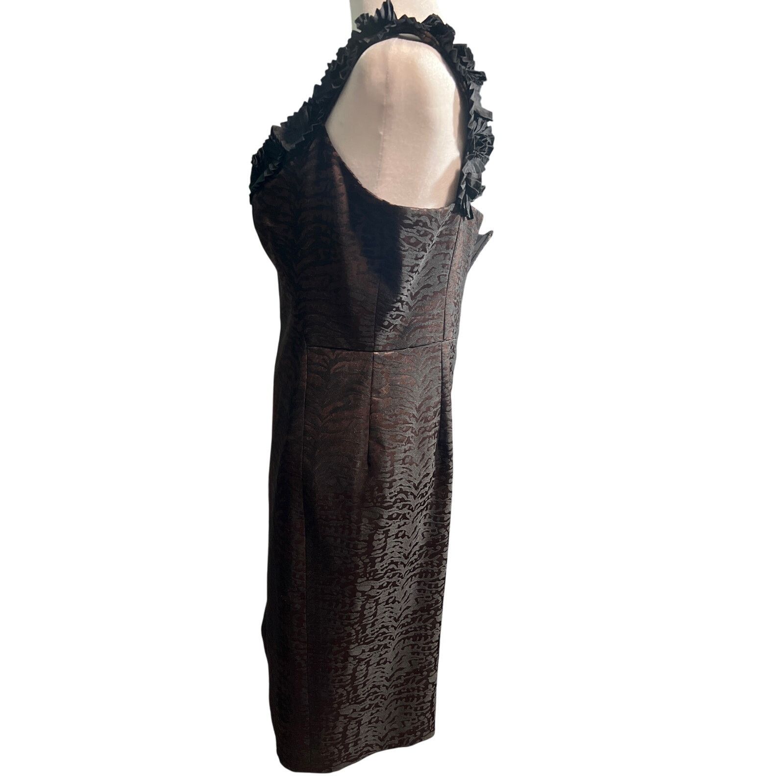 MAGGY LONDON Maggy London Black Brown Cocktail Dress 8 Size M / US 6-8 / IT 42-44 - 4 Thumbnail